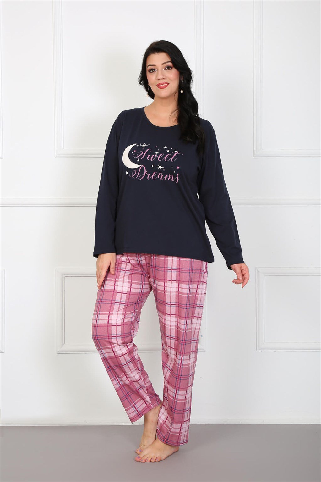Akbeniz Kadın %100 Pamuk Büyük Beden Pijama Takım 202175