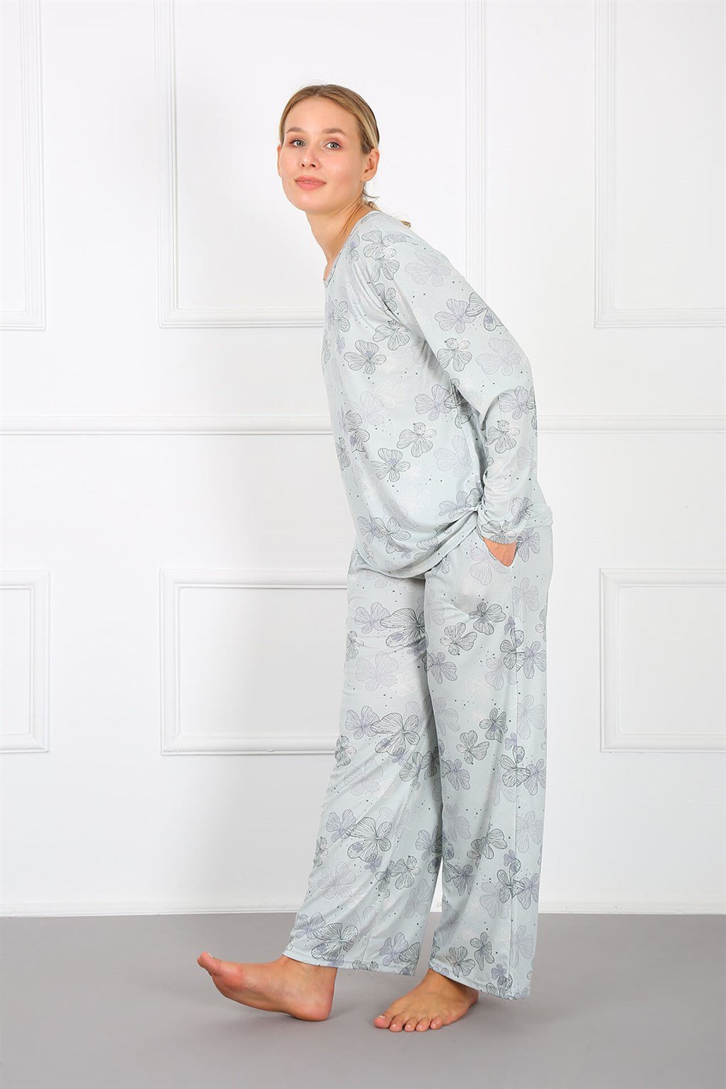 Akbeniz Kadın %100 Pamuk Büyük Beden Pijama Takım 202167