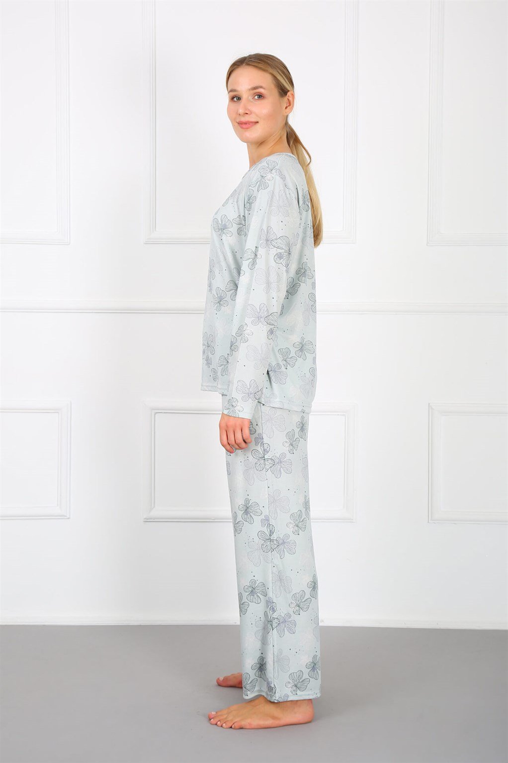 Akbeniz Kadın %100 Pamuk Büyük Beden Pijama Takım 202167