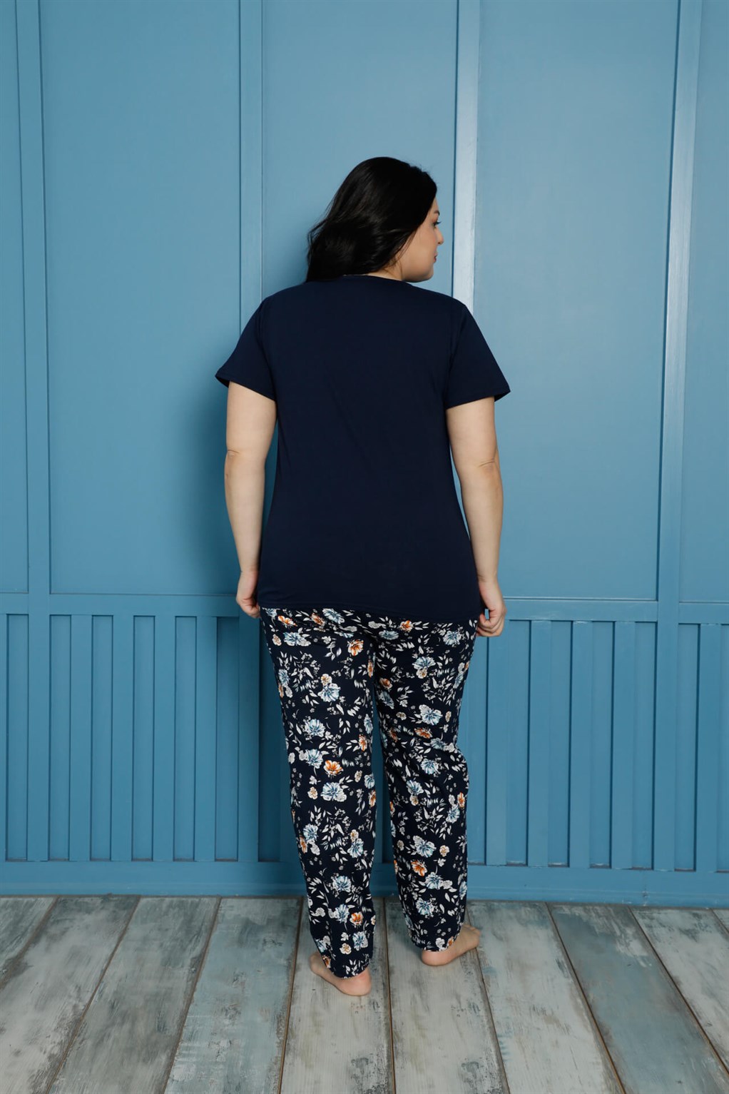 Akbeniz Kadın %100 Pamuk Kısa Kol Büyük Beden Pijama Takım 202138