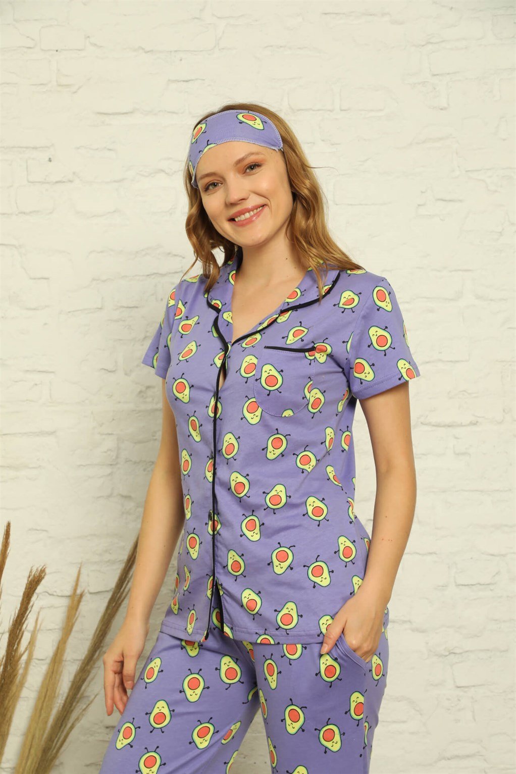 Akbeniz Kadın %100 Pamuk Önden Düğmeli Kısa Kol Pijama Takım 2843