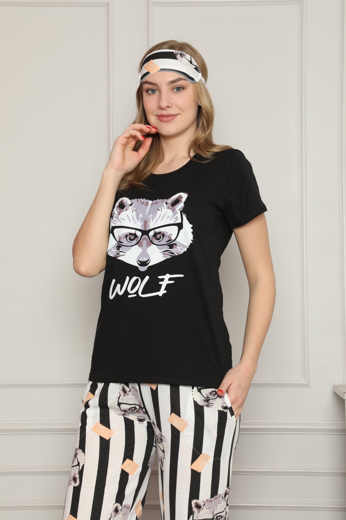 Akbeniz Kadın %100 Pamuk Penye Kısa Kol Pijama Takım 3333