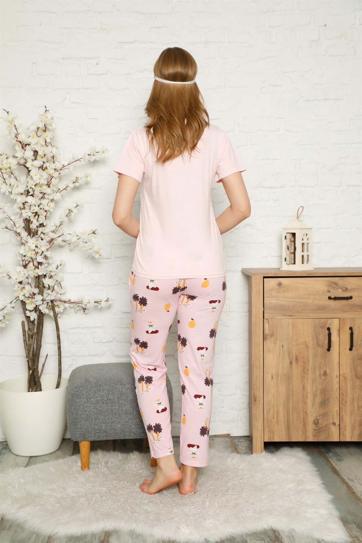 Akbeniz Kadın %100 Pamuk Penye Kısa Kol Pijama Takım 3329