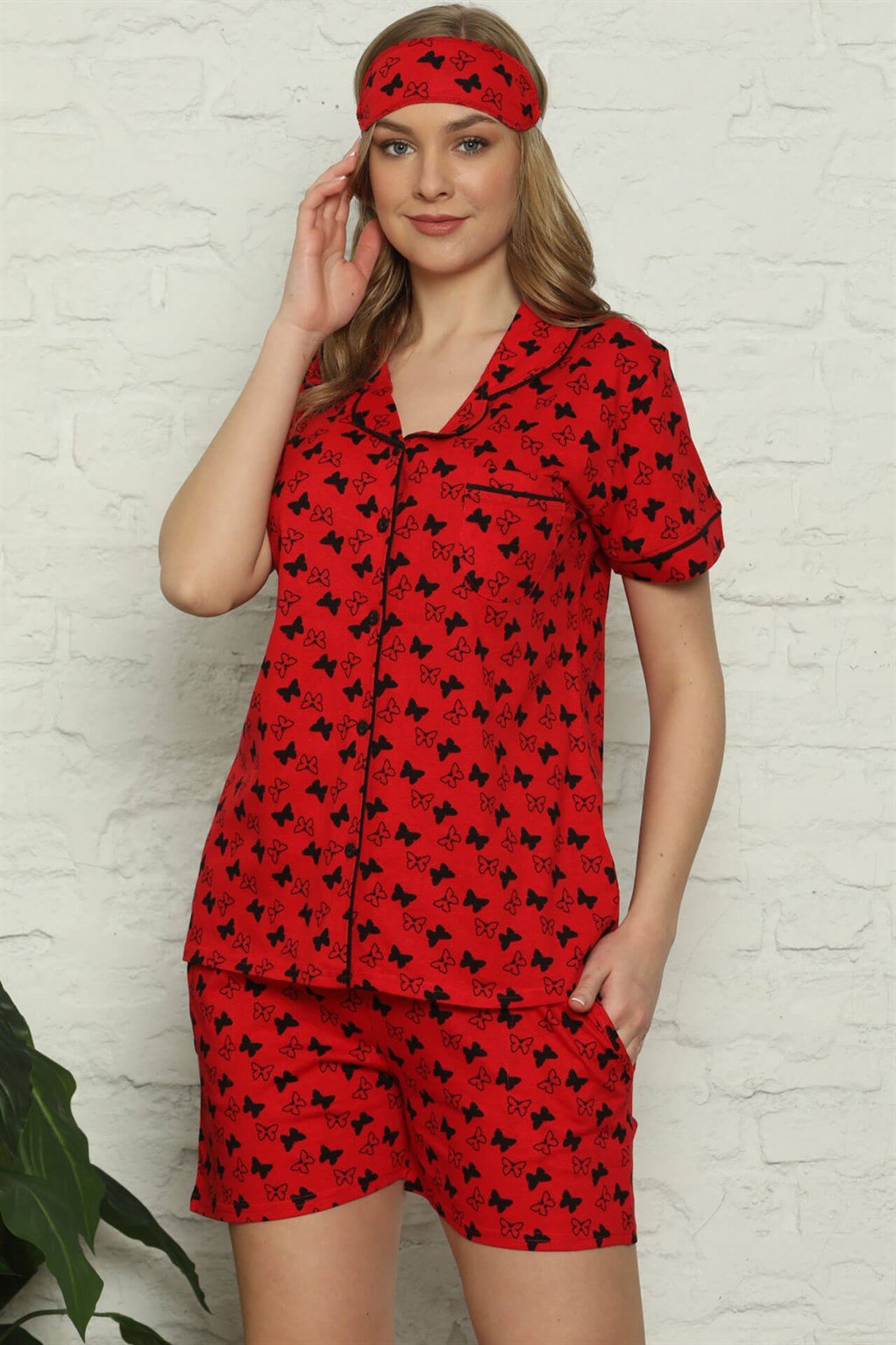 Akbeniz Kadın %100 Pamuk Penye Kısa Kol Şortlu Pijama Takım 4315