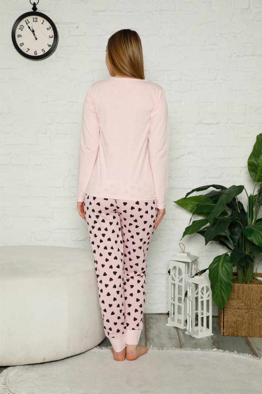 Akbeniz Kadın %100 Pamuk Penye Kısa Kol Pijama Takım 2748