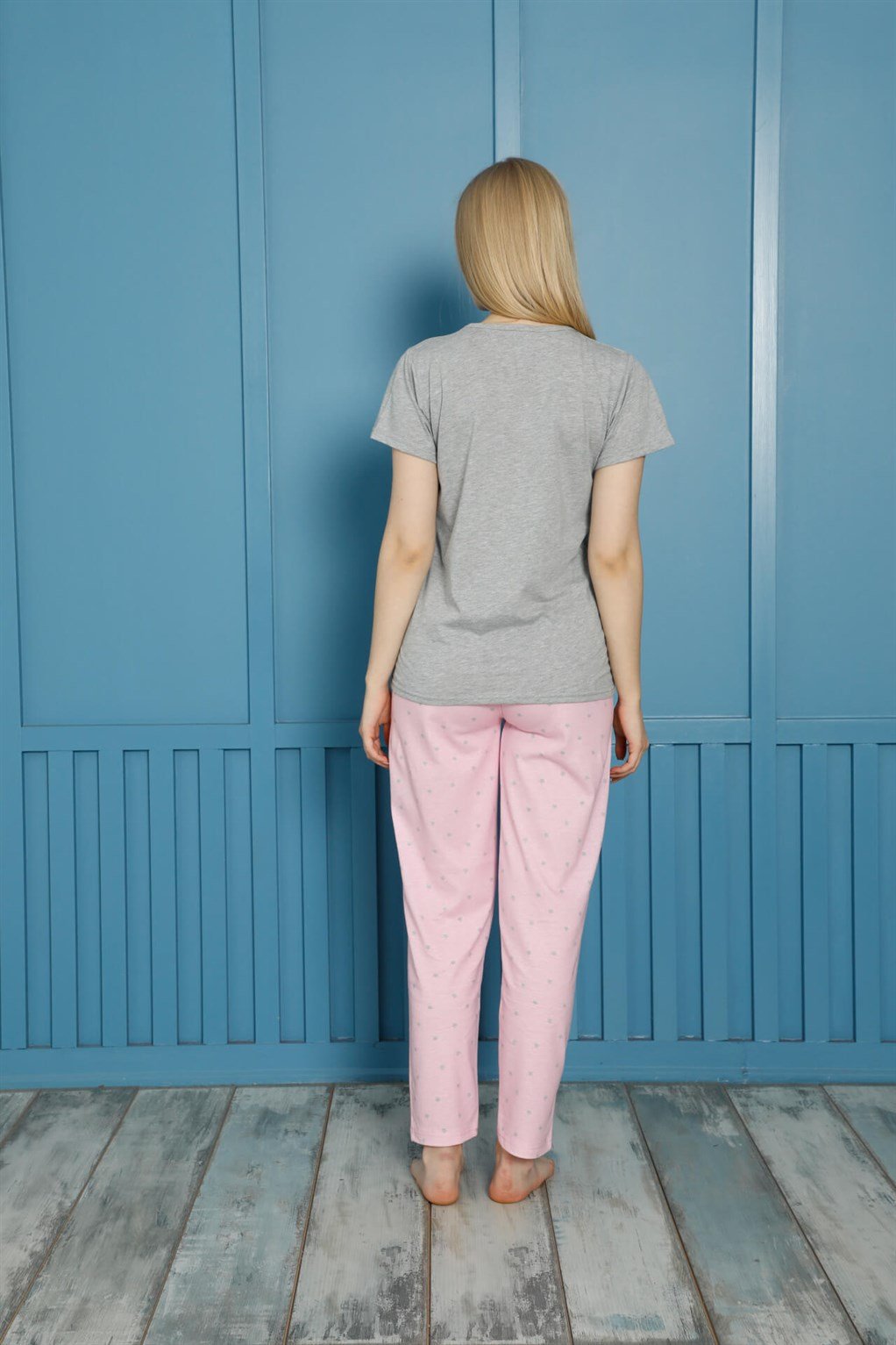 Akbeniz Kadın %100 Pamuk Penye Kısa Kol Pijama Takım 3462