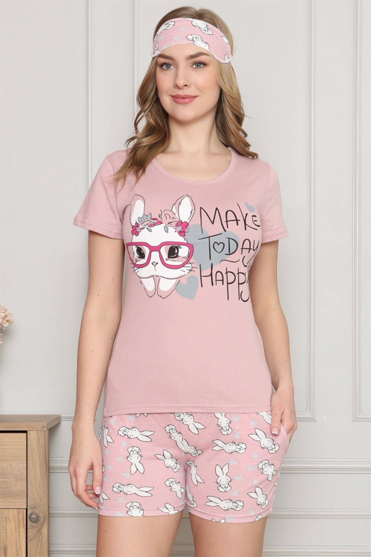 Akbeniz Kadın %100 Pamuk Penye Kısa Kol Şortlu Pijama Takım 4321