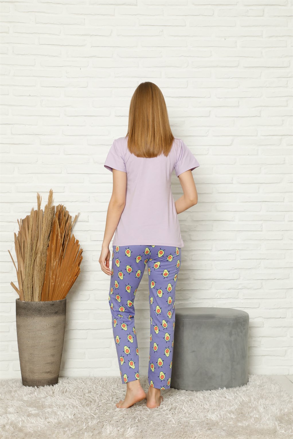 Akbeniz Kadın %100 Pamuk Penye Kısa Kol Pijama Takım 3437
