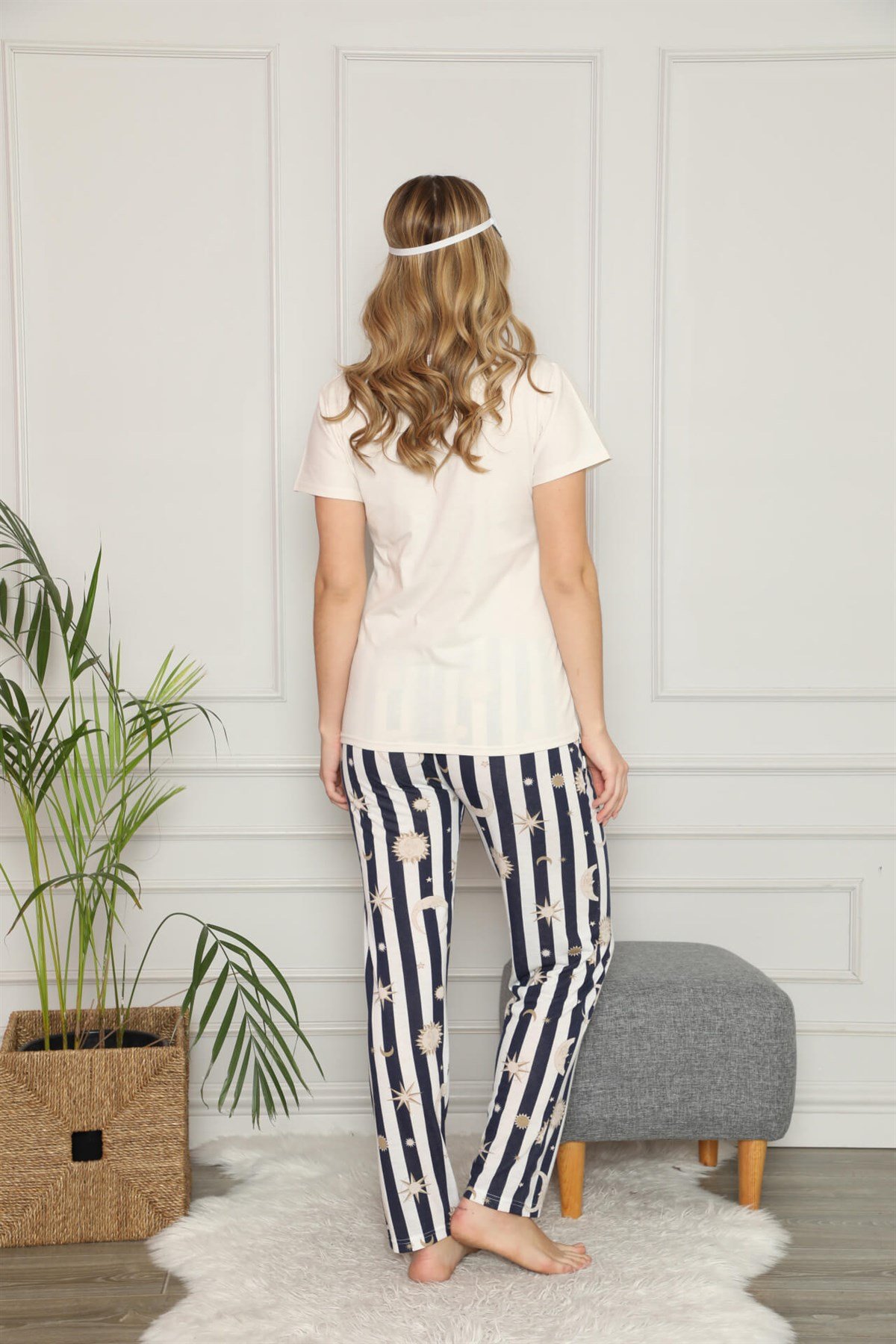 Akbeniz Kadın %100 Pamuk Penye Kısa Kol Pijama Takım 3344