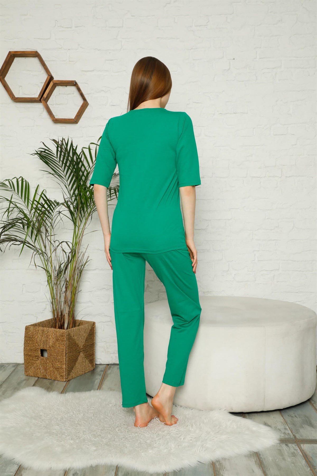 Akbeniz Kadın %100 Pamuk Penye Kolsuz Kapri Pijama Takım 3355
