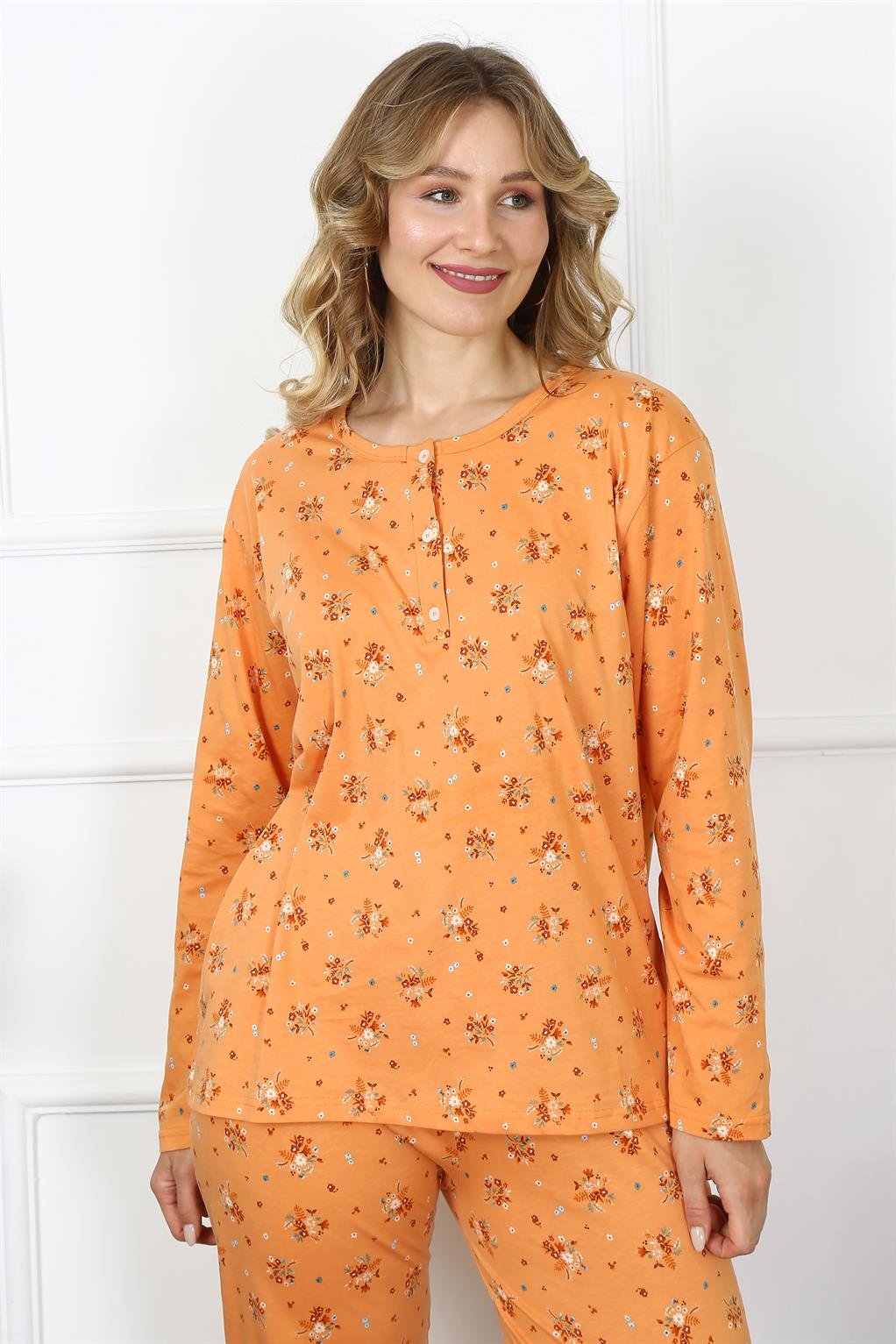 Akbeniz Kadın 4XL-5XL-6XL-7XL-8XL Büyük Beden Uzun Kol Pijama Takım 75014