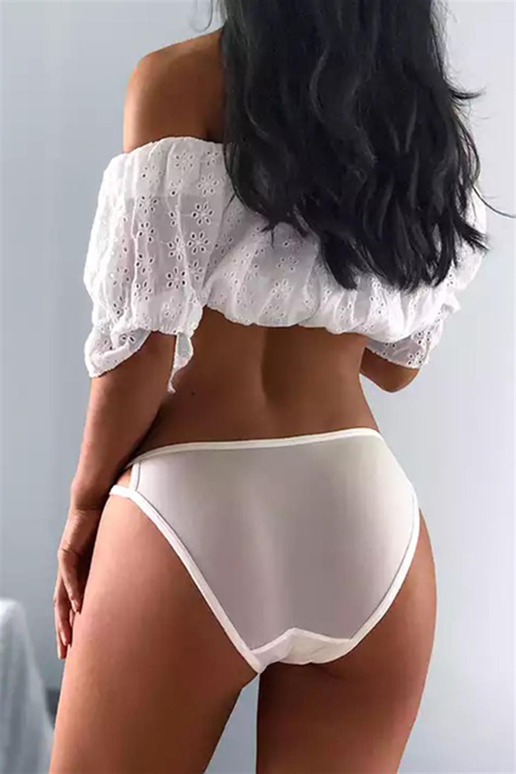 Akbeniz Kadın Beyaz Fantezi Slip Külot 126