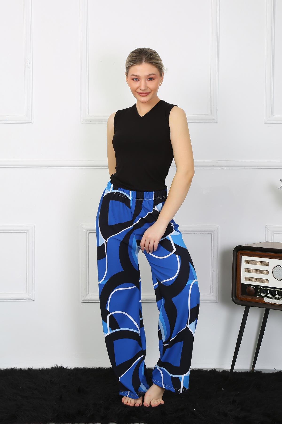 Akbeniz Kadın Bol Paça Penye Saks Alt Üst Takım 5502