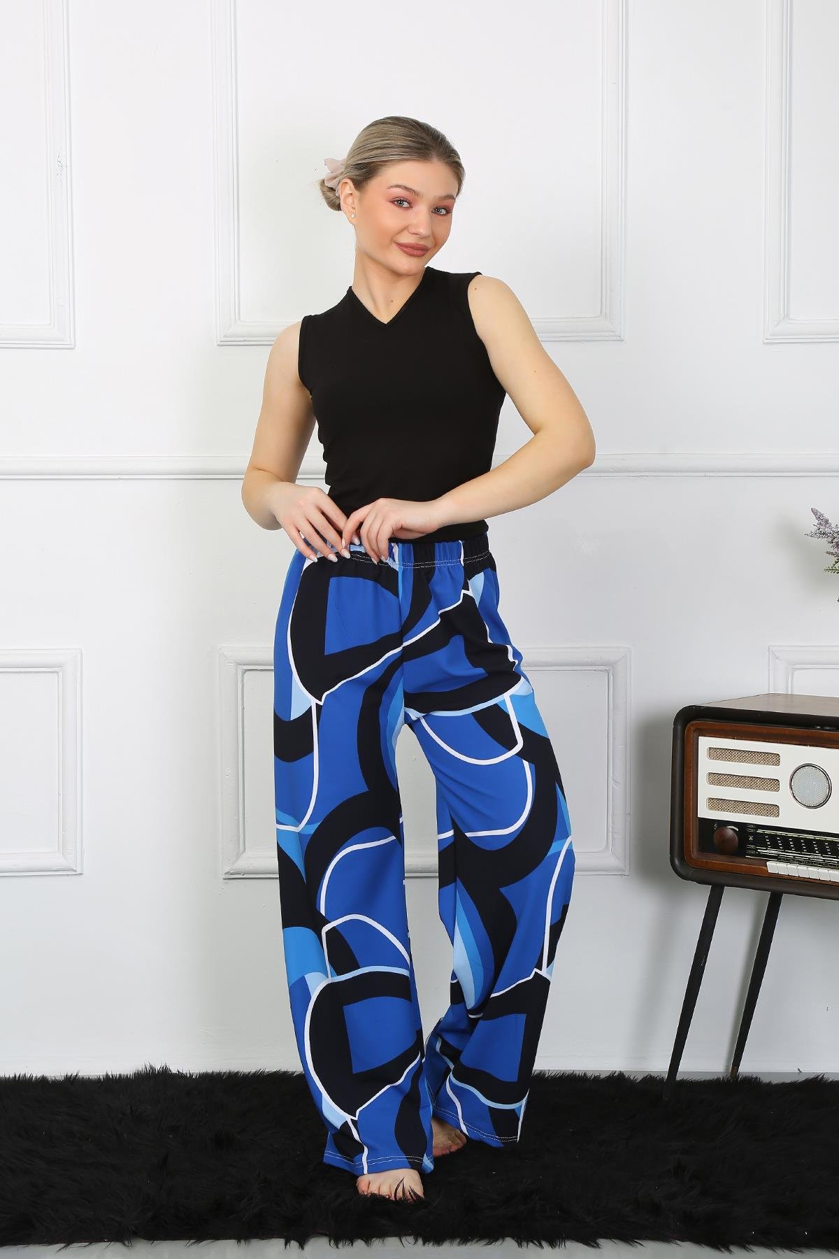 Akbeniz Kadın Bol Paça Penye Saks Alt Üst Takım 5502