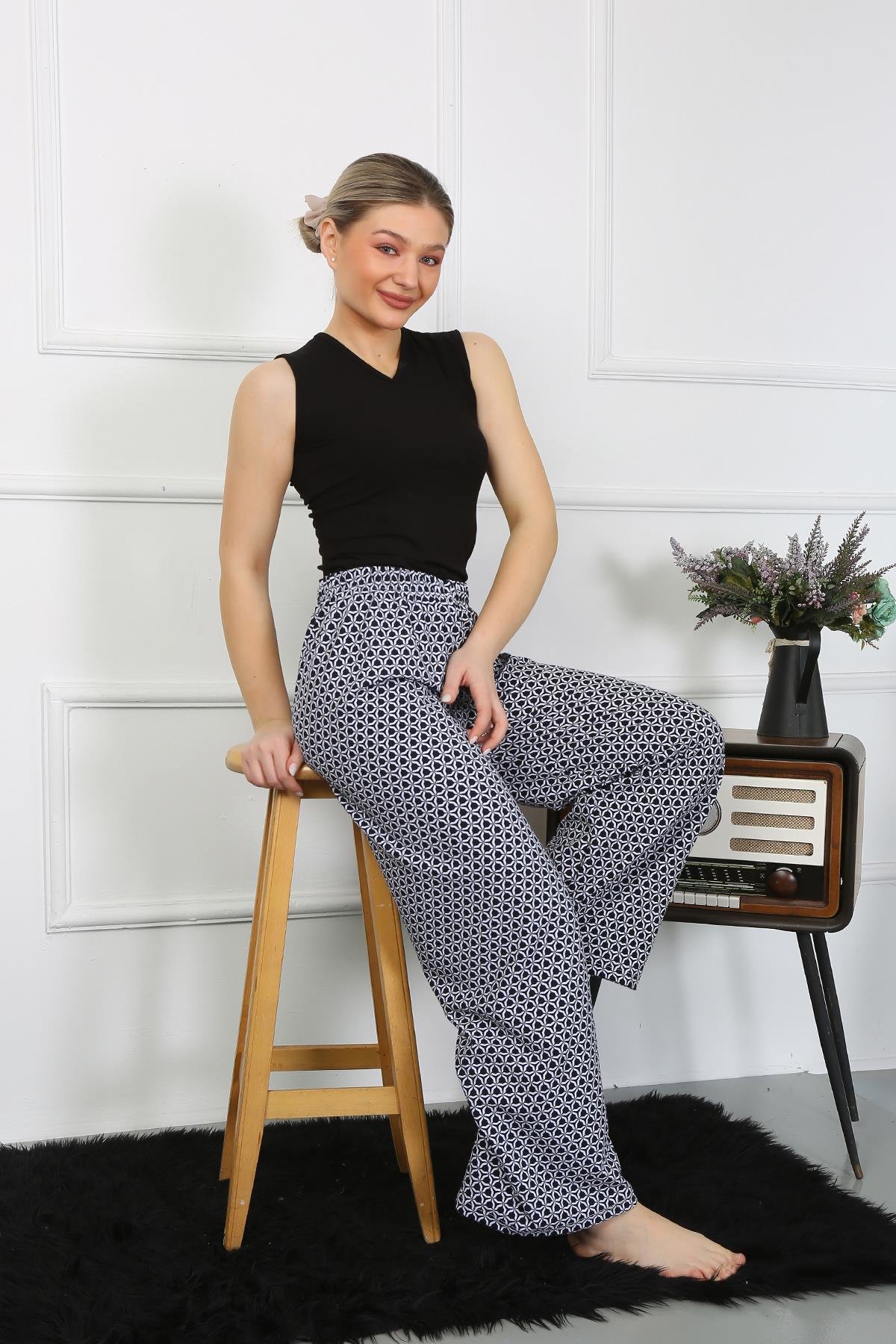 Akbeniz Kadın Bol Paça Penye Siyah Alt Üst Takım 5502