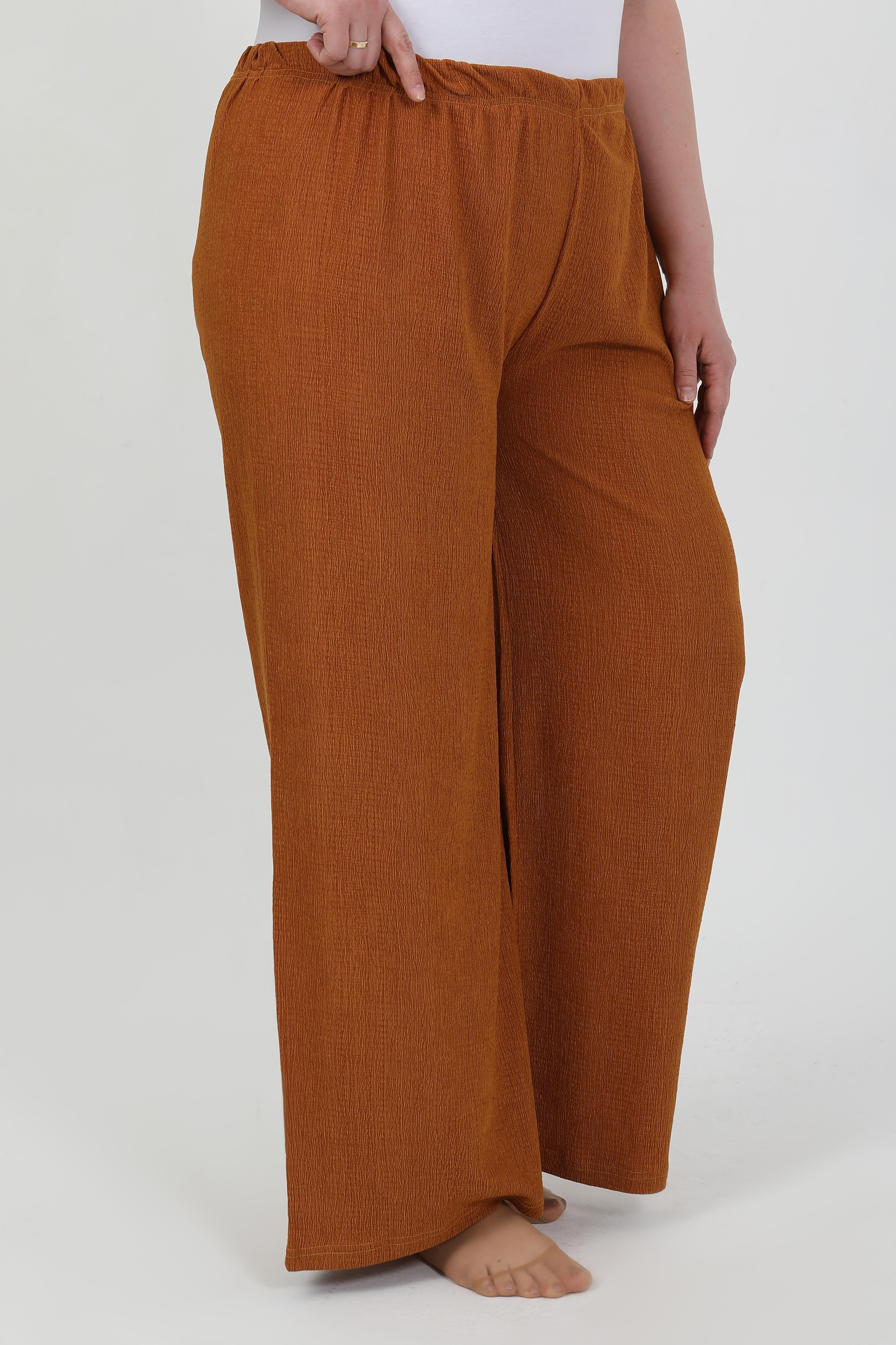 Akbeniz Kadın Büyük Beden Bürümcük Pantolon 210076 Kremit