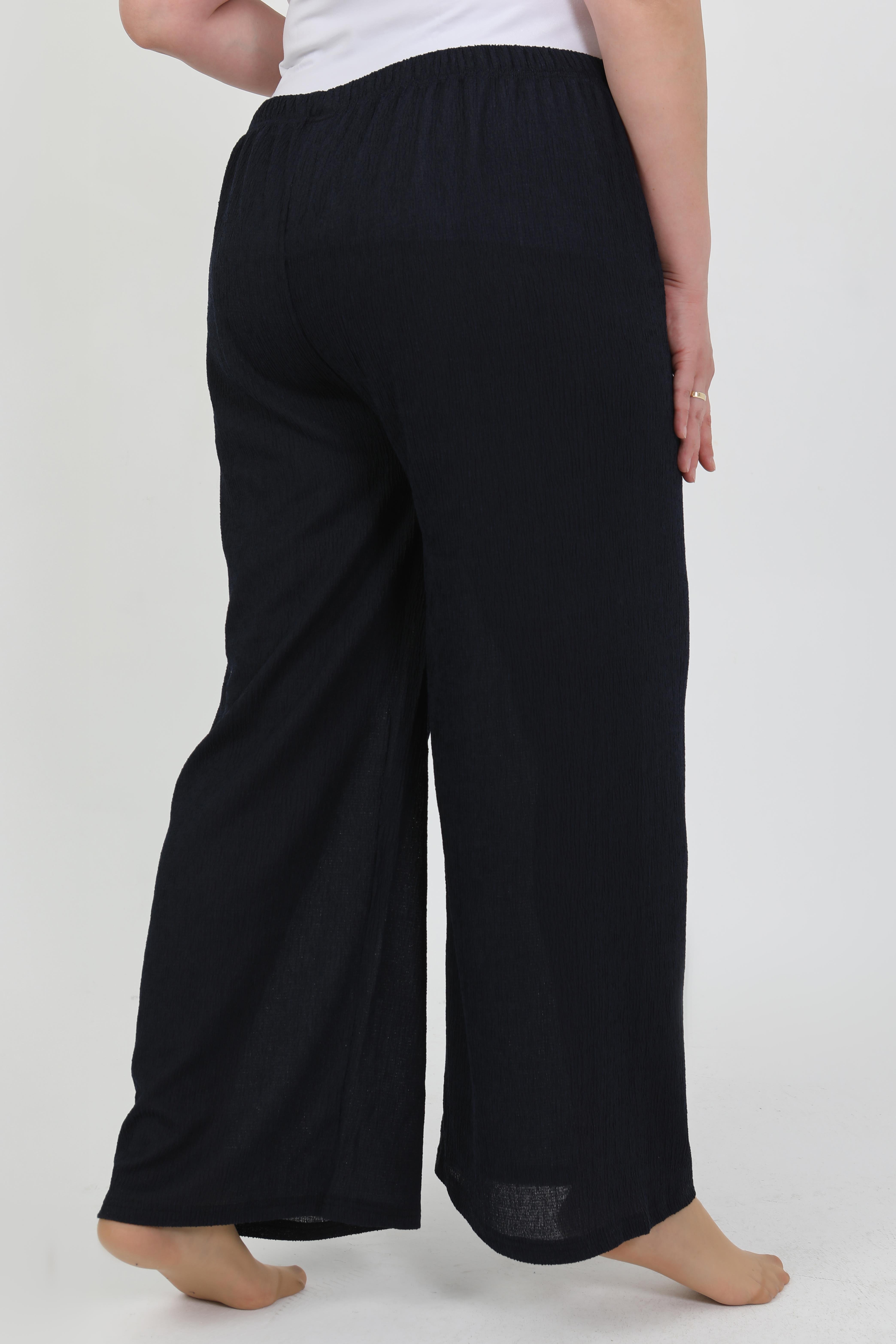 Akbeniz Kadın Büyük Beden Bürümcük Pantolon 210076 Lacivert