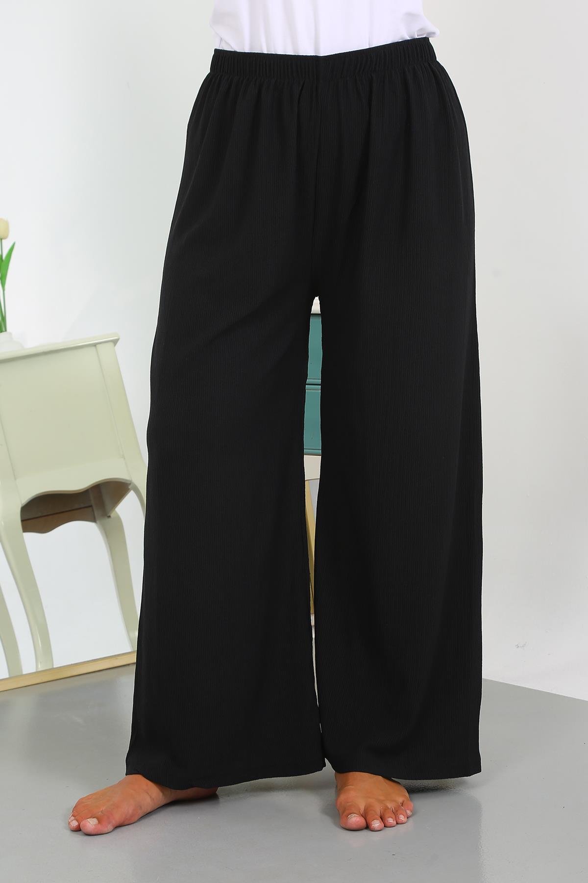 Akbeniz Kadın Büyük Beden Bürümcük Pantolon 210076 Siyah