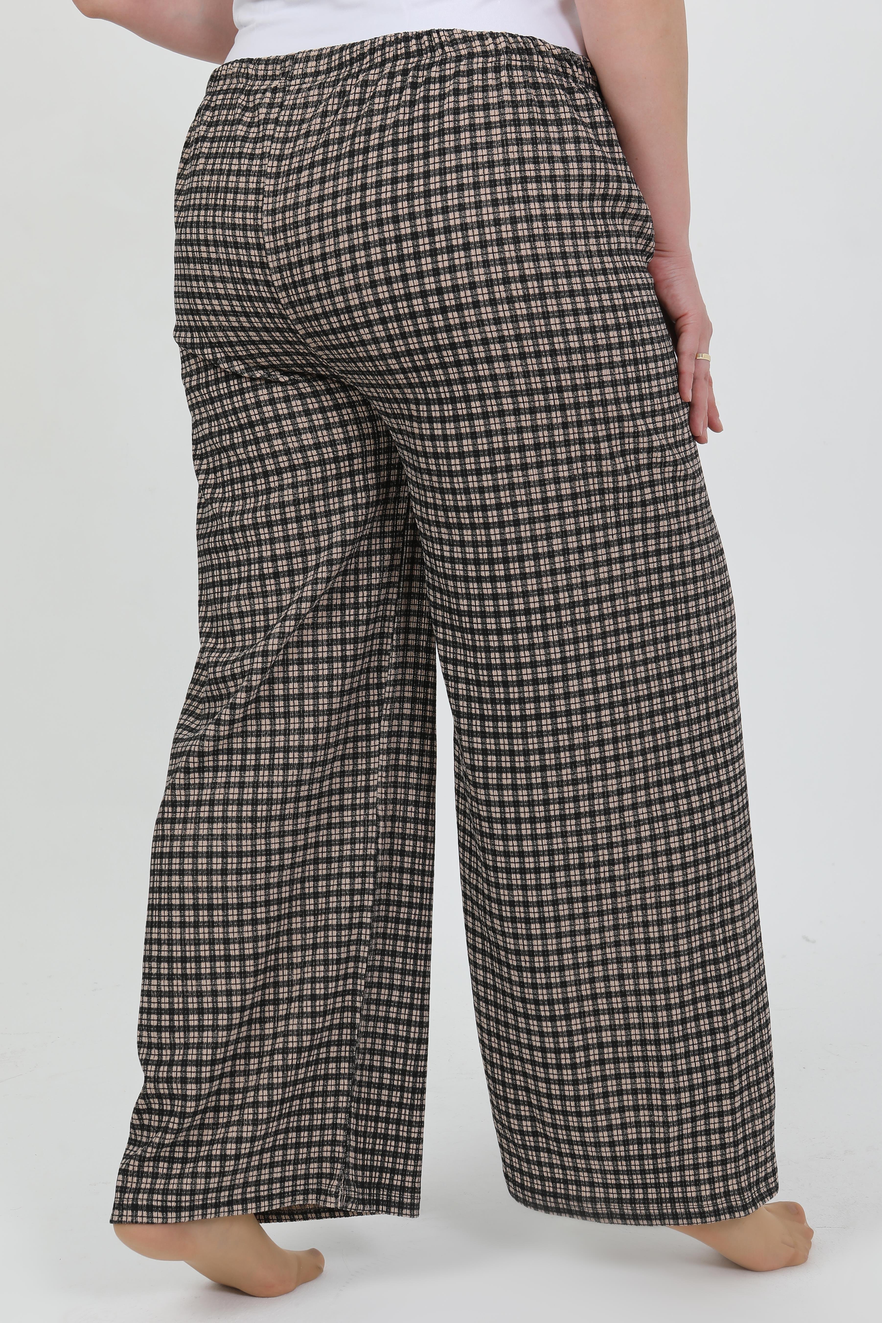 Akbeniz Kadın Büyük Beden Bürümcük Pantolon 210076 Kahve