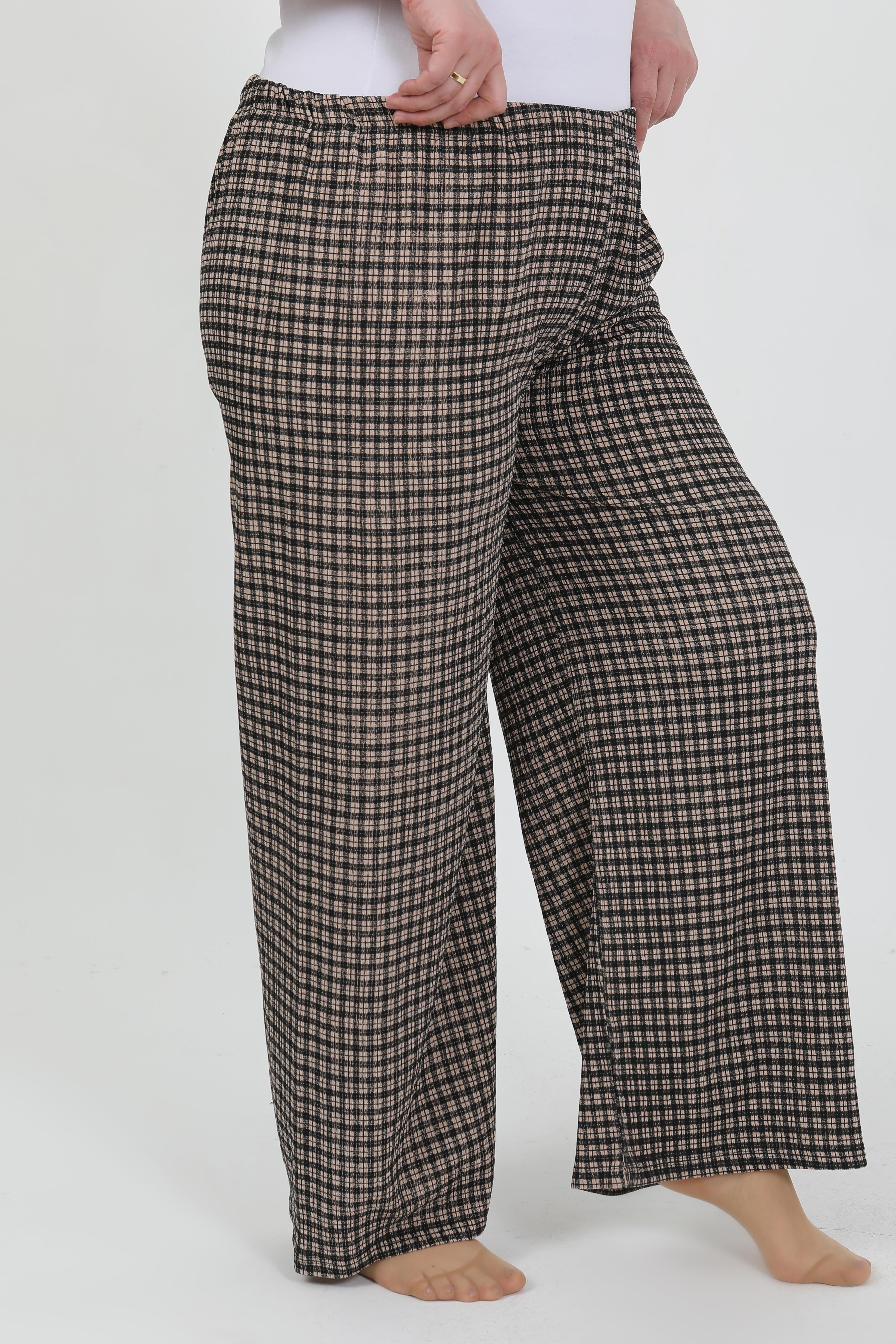 Akbeniz Kadın Büyük Beden Bürümcük Pantolon 210076 Kahve