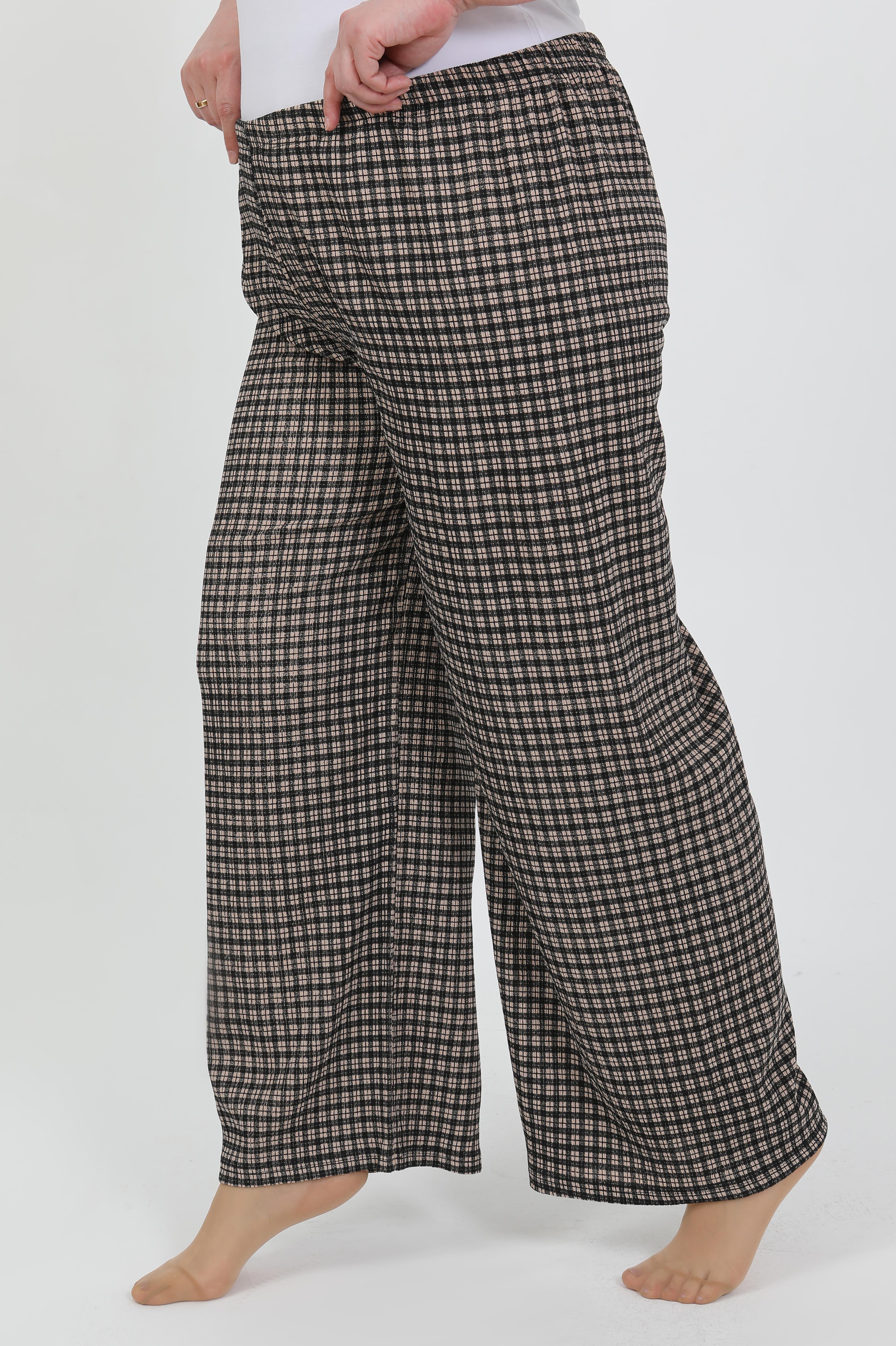 Akbeniz Kadın Büyük Beden Bürümcük Pantolon 210076 Kahve