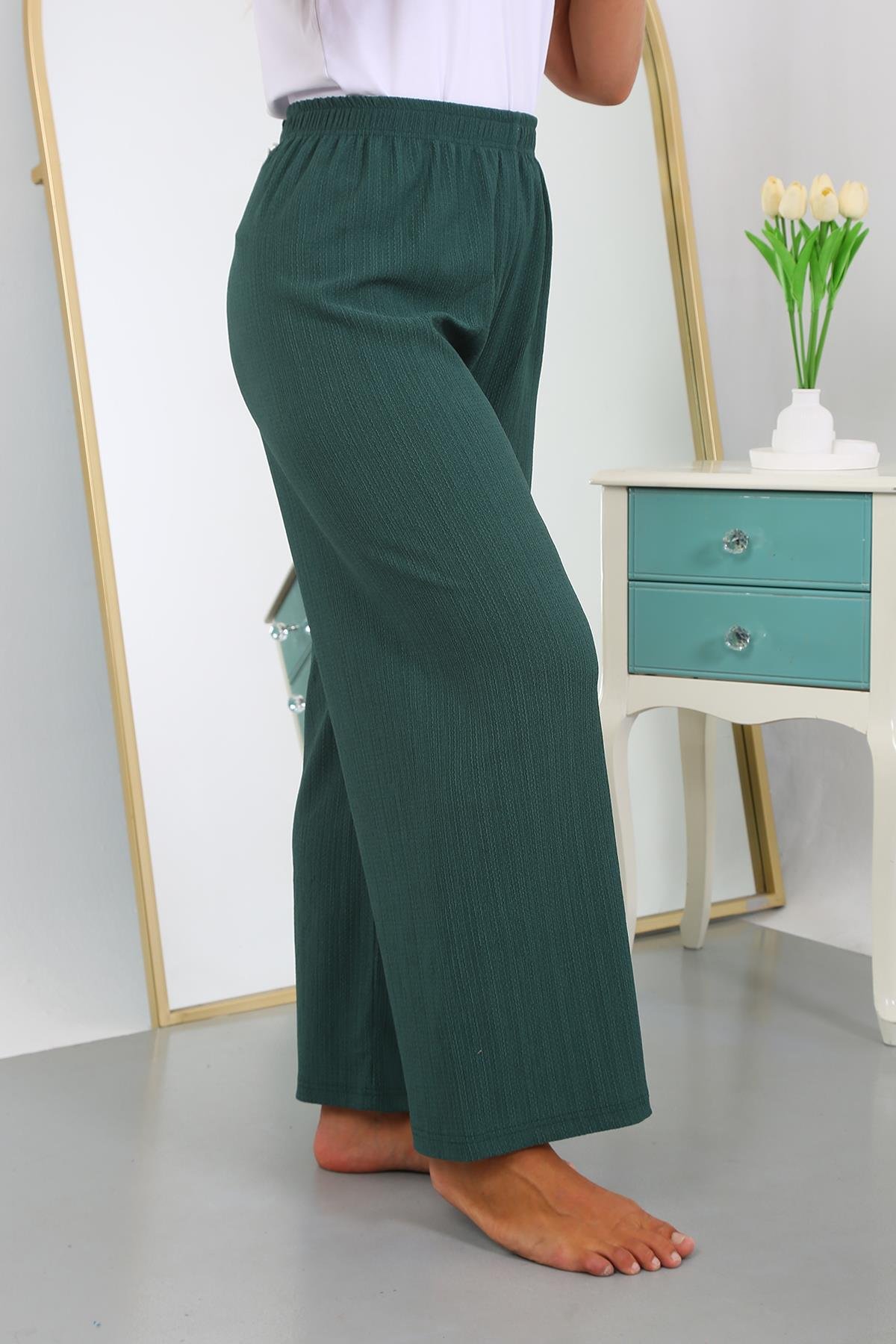 Akbeniz Kadın Büyük Beden Bürümcük Pantolon 210076 Yeşil