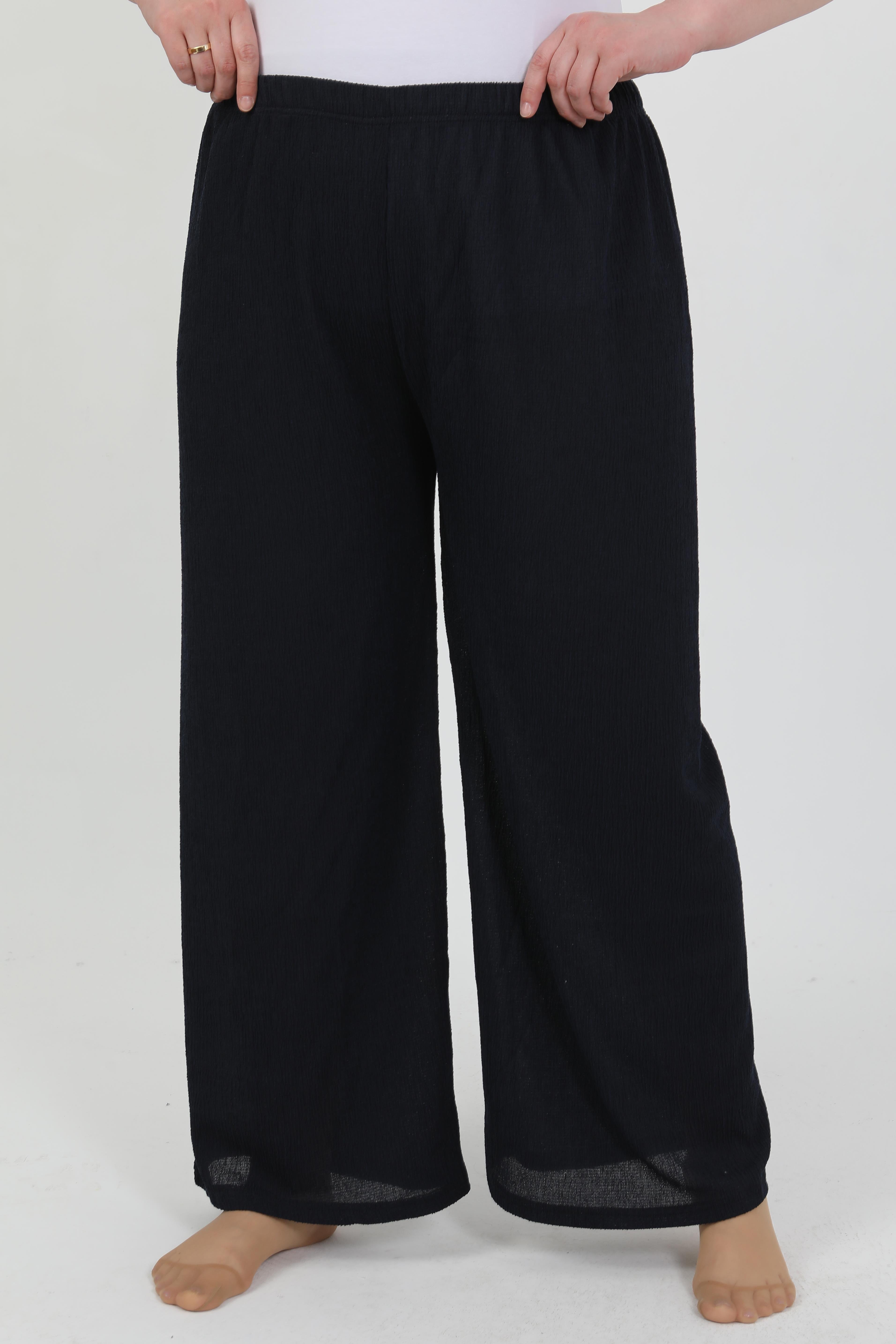 Akbeniz Kadın Büyük Beden Bürümcük Pantolon 210076 Lacivert