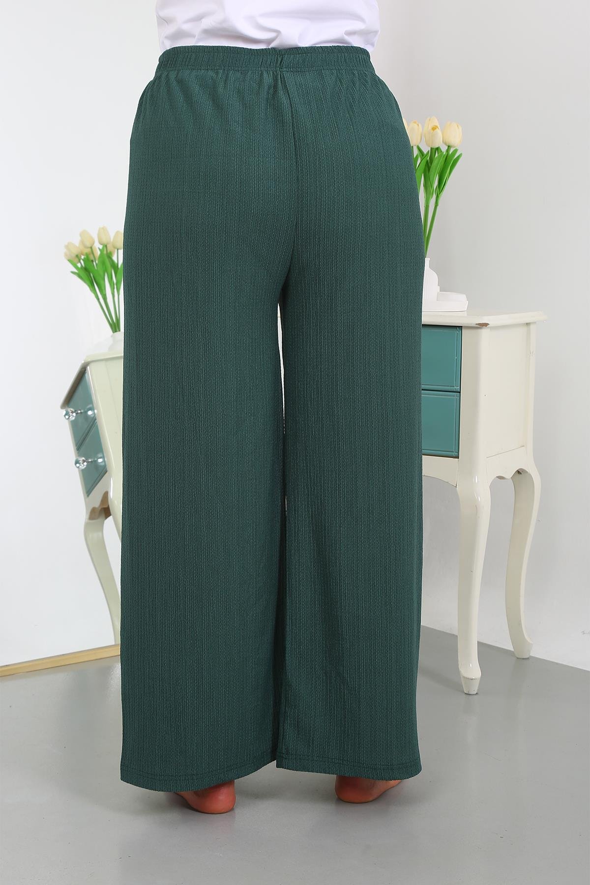Akbeniz Kadın Büyük Beden Bürümcük Pantolon 210076 Yeşil