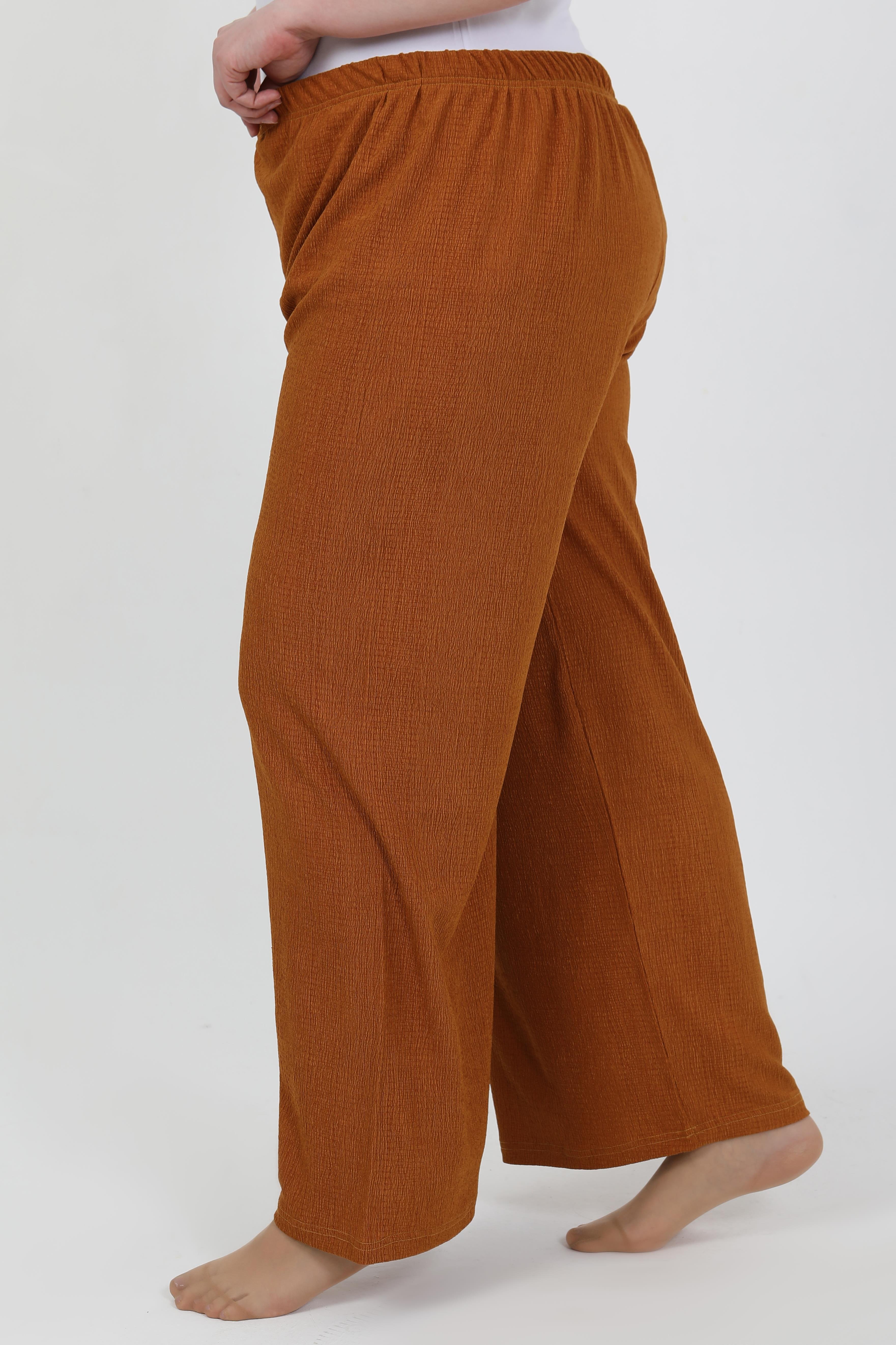 Akbeniz Kadın Büyük Beden Bürümcük Pantolon 210076 Kremit