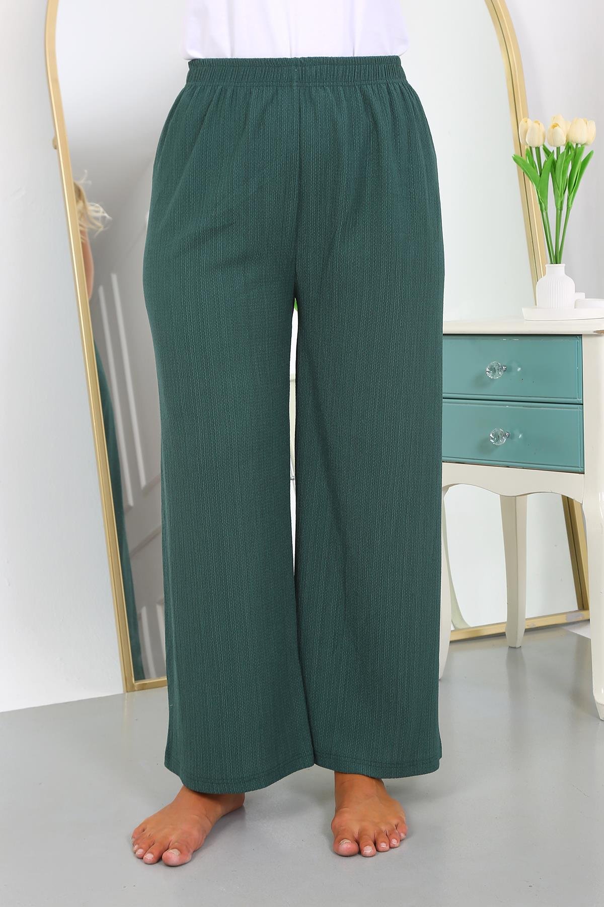 Akbeniz Kadın Büyük Beden Bürümcük Pantolon 210076 Yeşil