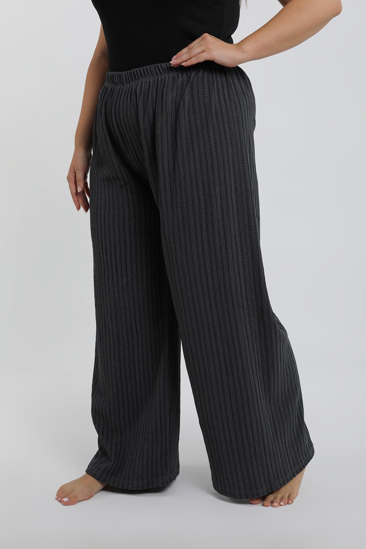 Akbeniz Kadın Büyük Beden Füme Rahat Kesim Baggy Tek Alt