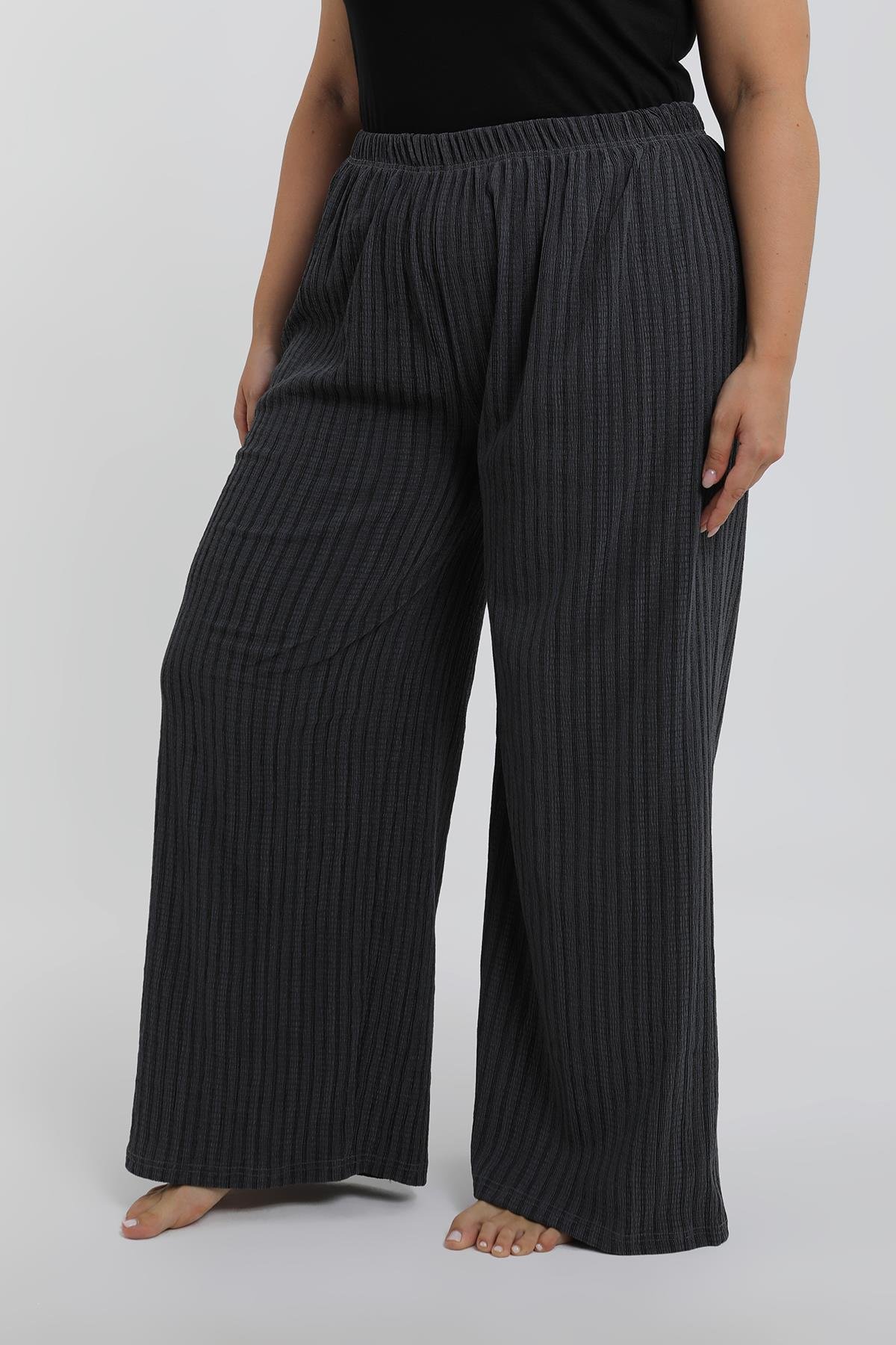 Akbeniz Kadın Büyük Beden Füme Rahat Kesim Baggy Tek Alt