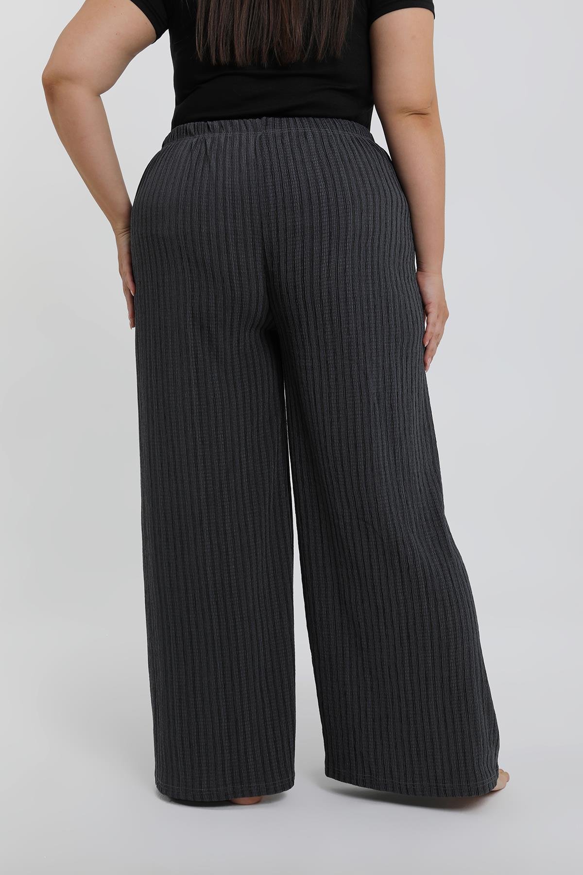 Akbeniz Kadın Büyük Beden Füme Rahat Kesim Baggy Tek Alt