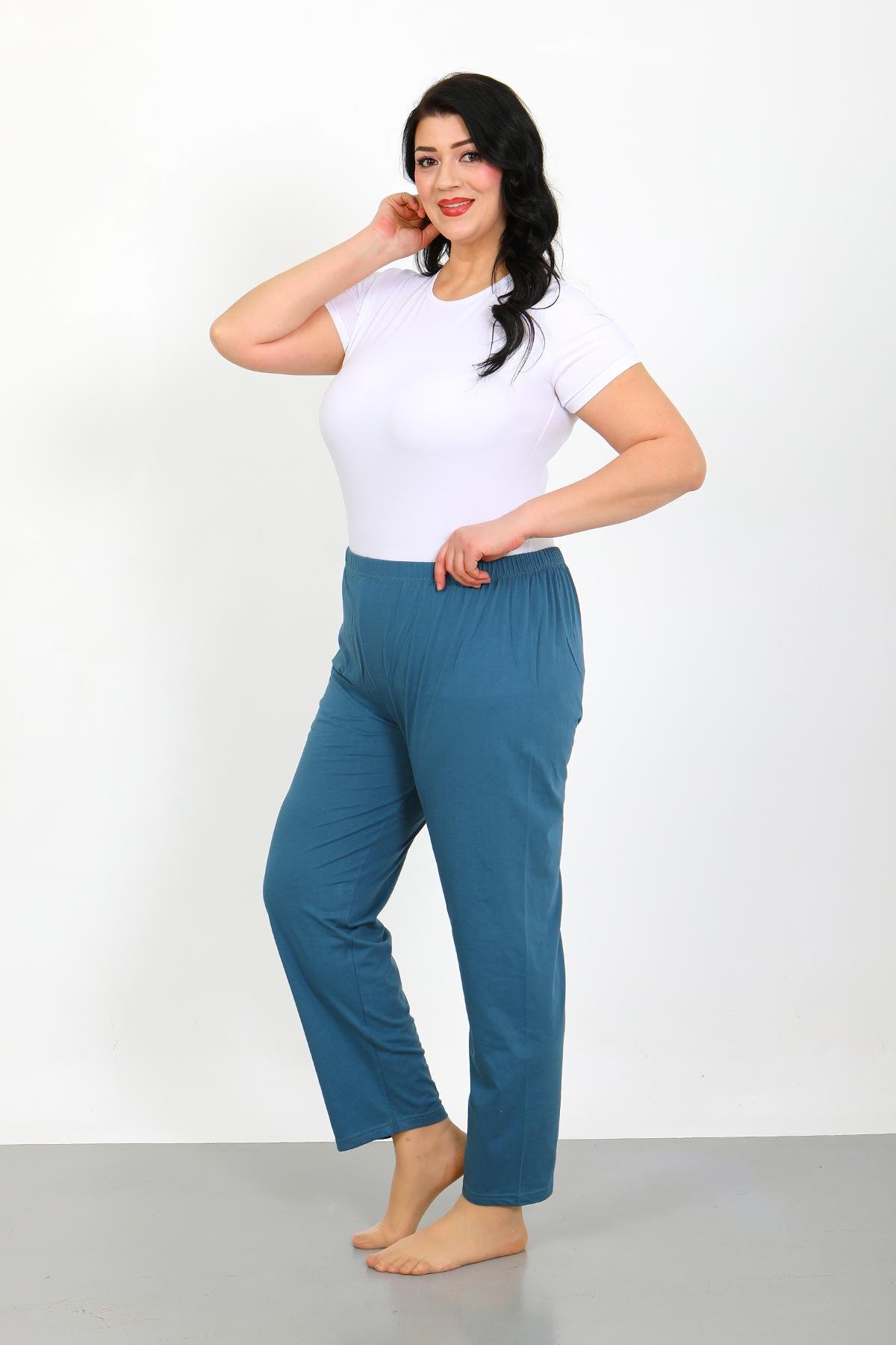 Akbeniz Kadın Büyük Beden İndigo Tek Alt Pijama 27555