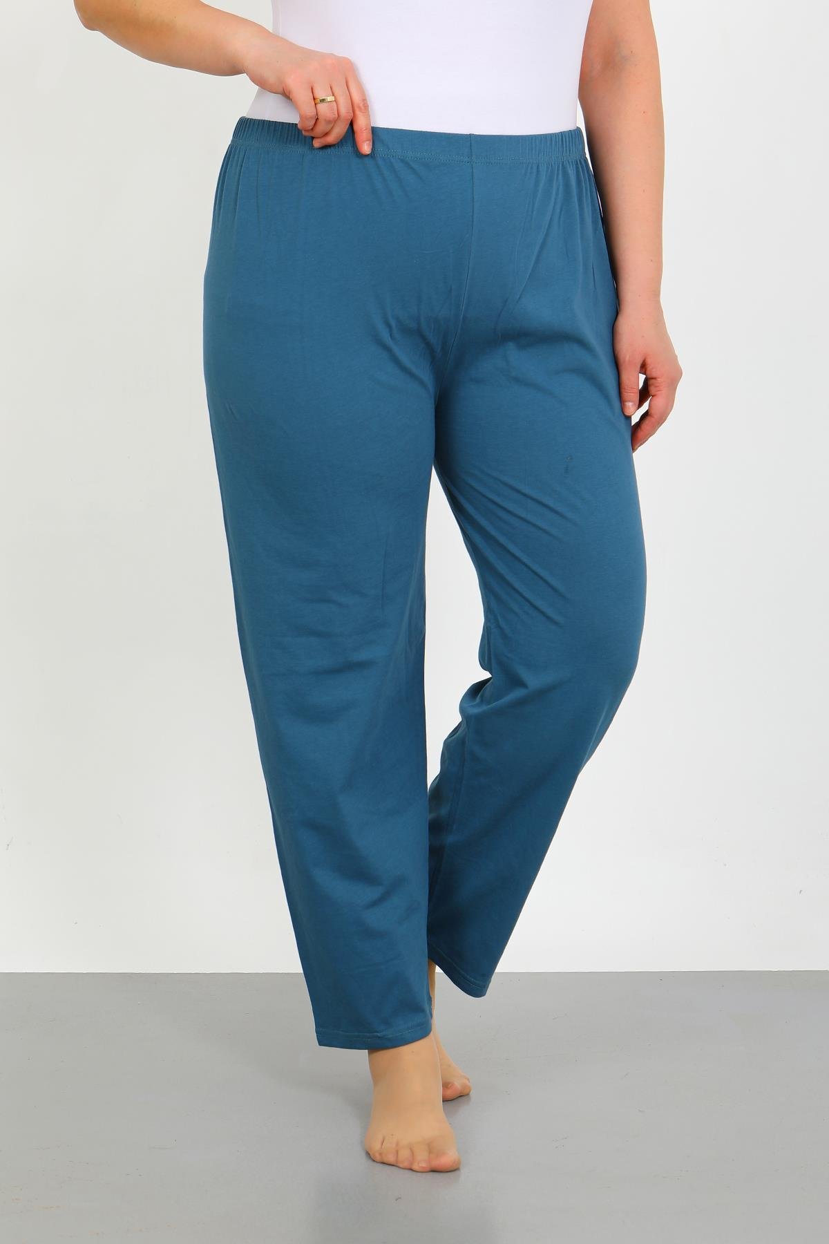 Akbeniz Kadın Büyük Beden İndigo Tek Alt Pijama 27555