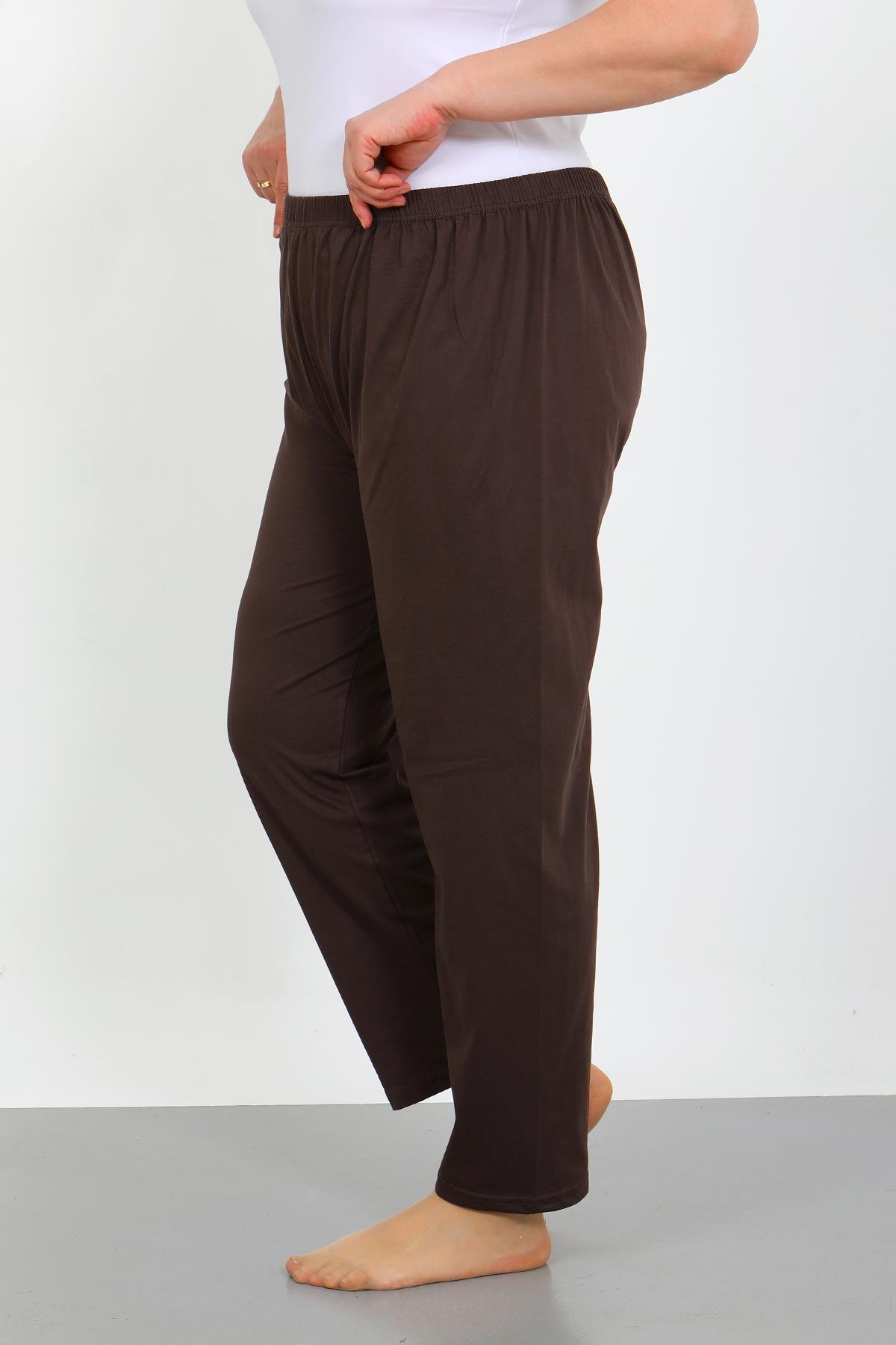 Akbeniz Kadın Büyük Beden Kahve Tek Alt Pijama 27555