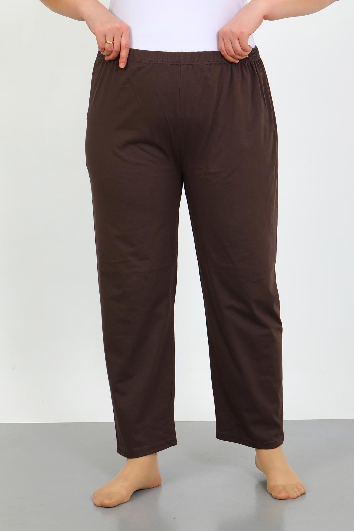 Akbeniz Kadın Büyük Beden Kahve Tek Alt Pijama 27555