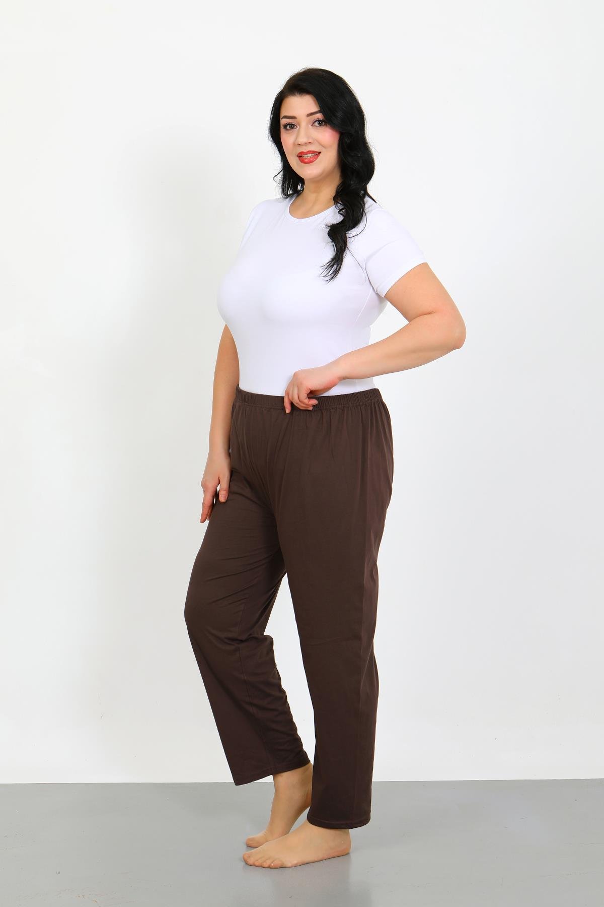 Akbeniz Kadın Büyük Beden Kahve Tek Alt Pijama 27555