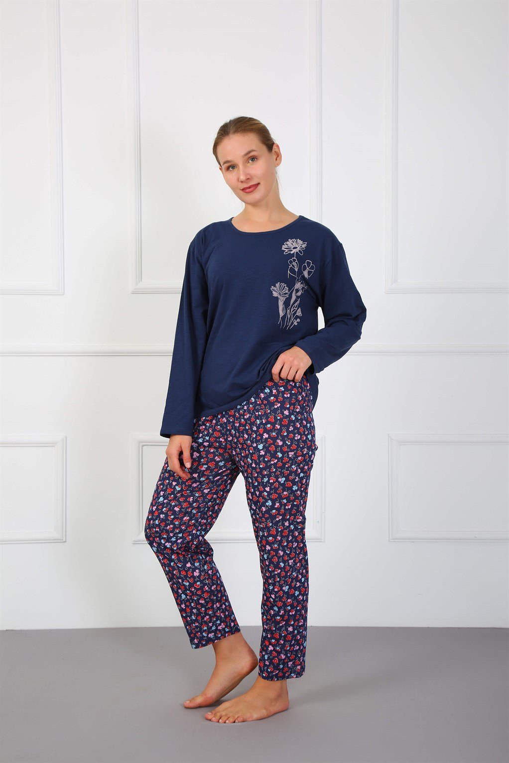 Akbeniz Kadın Büyük Beden Penye Pijama Takım 202184