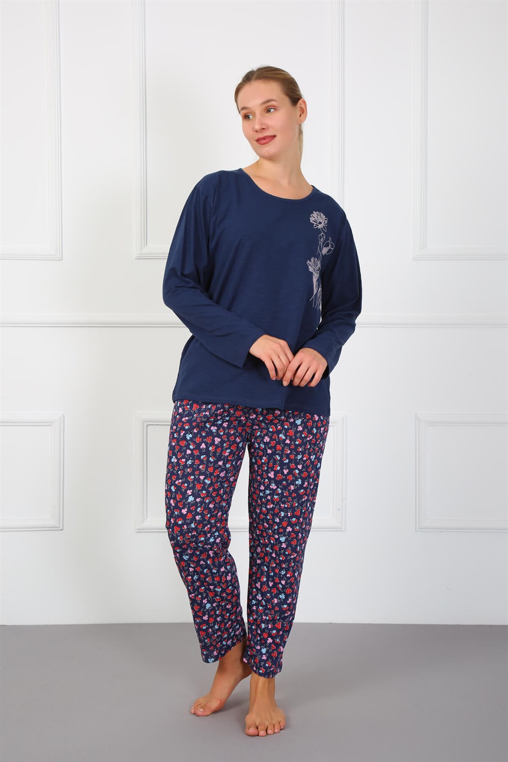 Akbeniz Kadın Büyük Beden Penye Pijama Takım 202184