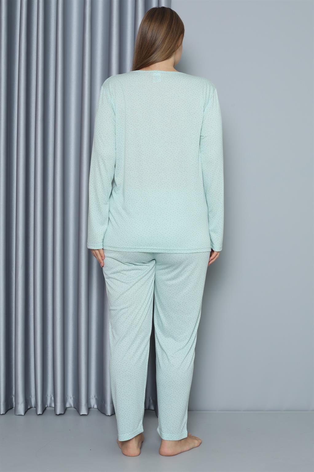 Akbeniz Kadın Büyük Beden Penye Uzun Kol Pijama Takım 202212