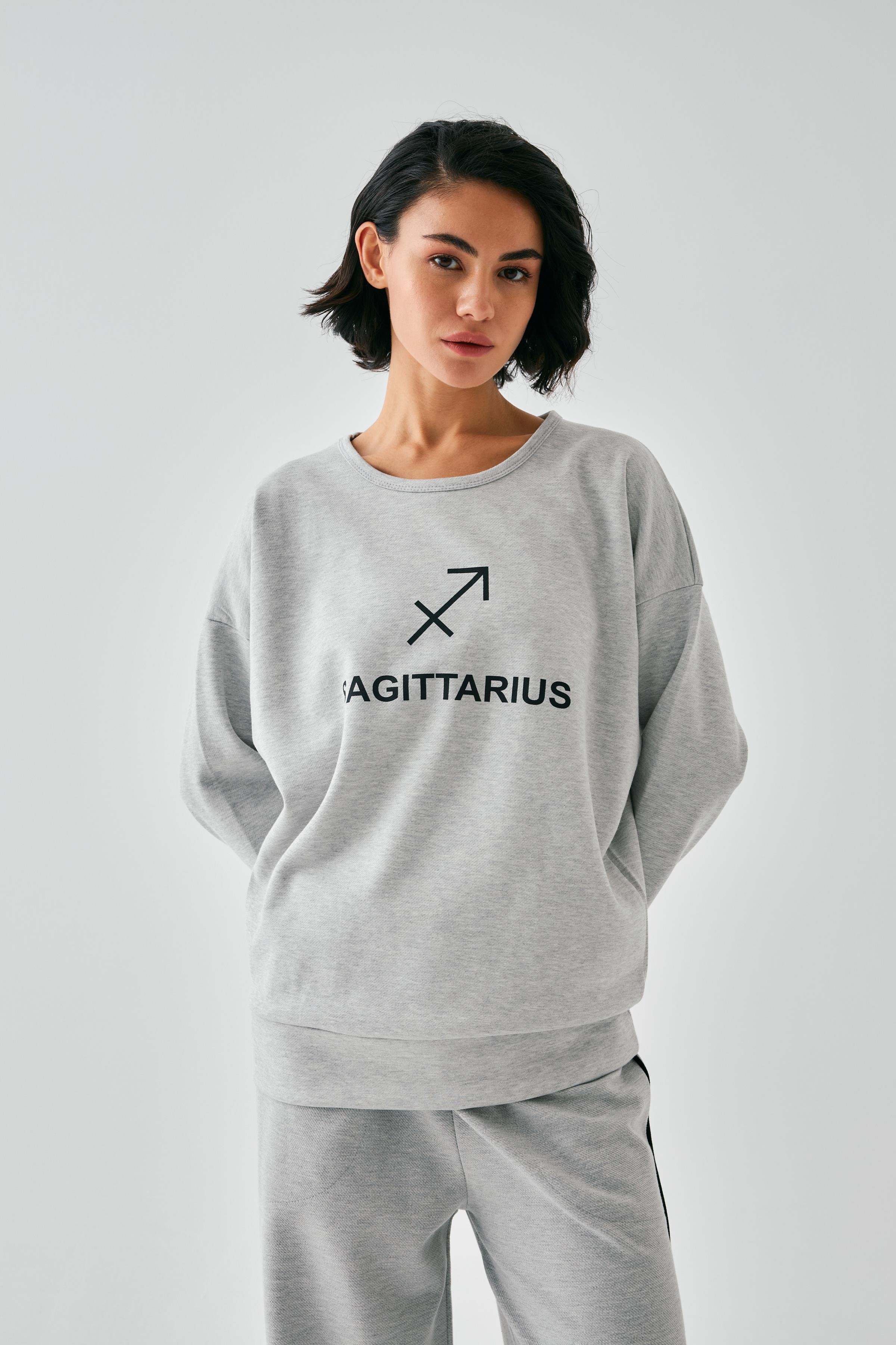 Akbeniz Kadın Gri Yay Burcu Oversize 2 İplik Eşofman Ev Giyim Takımı