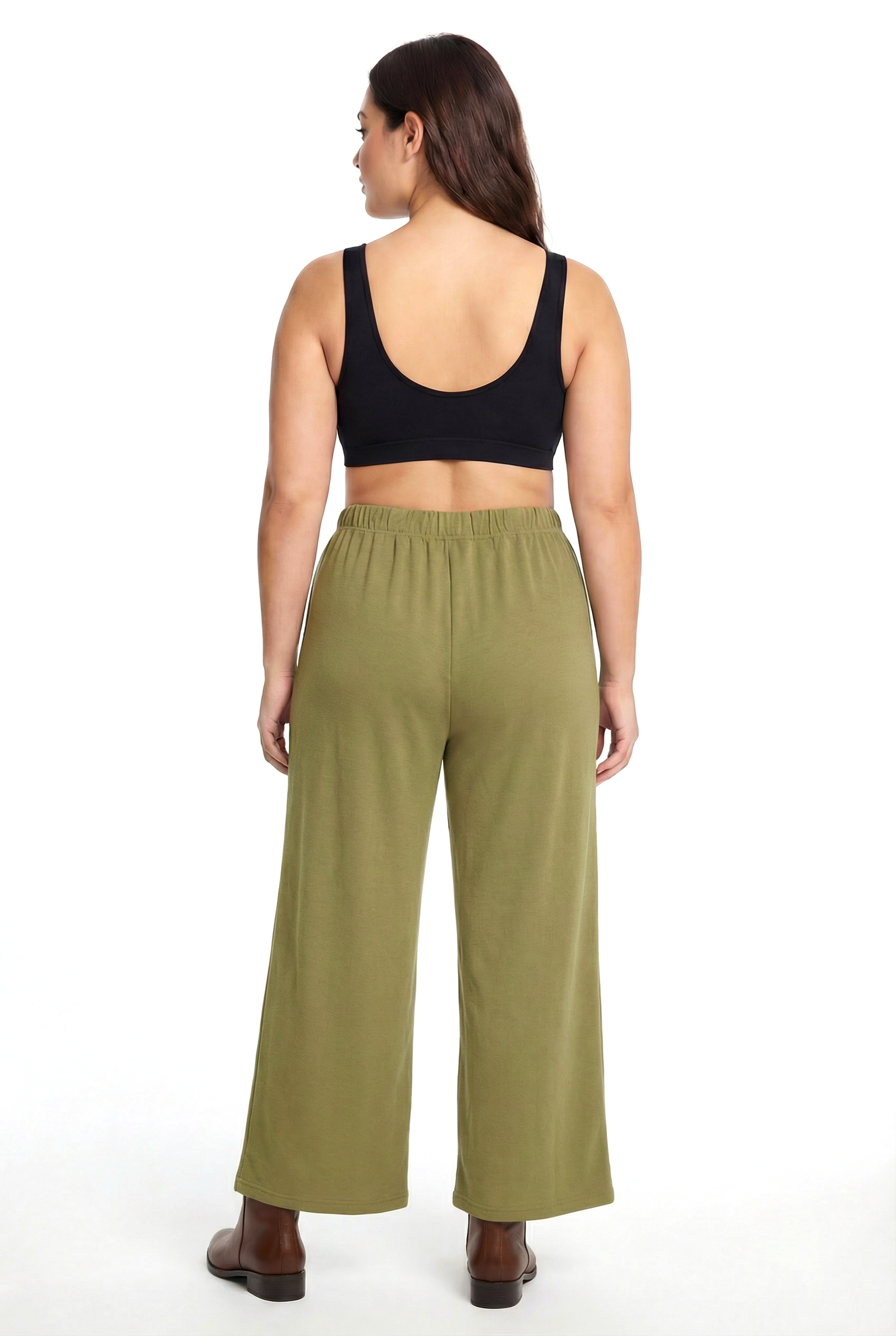 Akbeniz Kadın Haki Dokulu Büyük Beden Cepli Pijama Altı