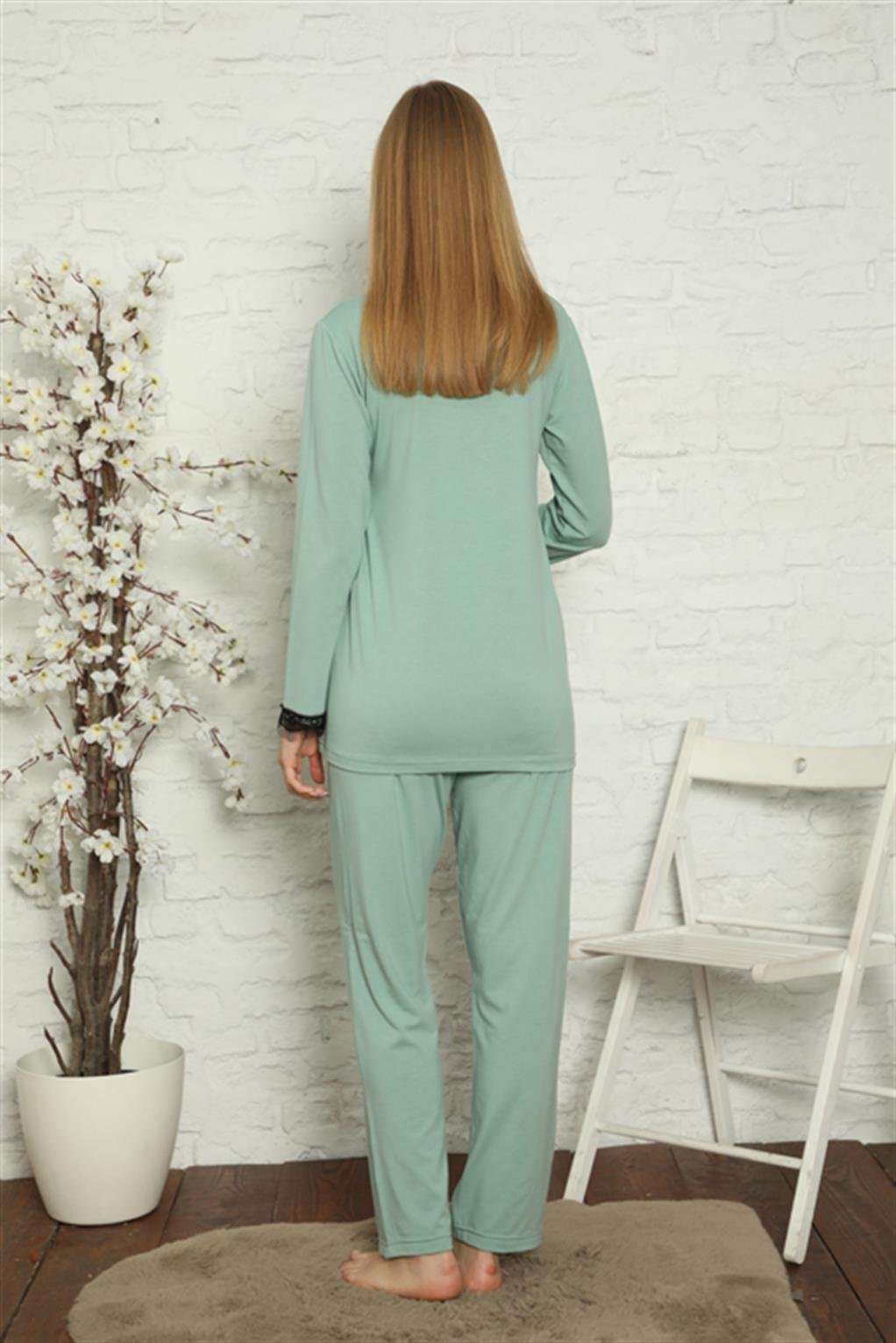 Akbeniz Kadın Hamile Lohusa Su Yeşili  Pijama Takımı 45201
