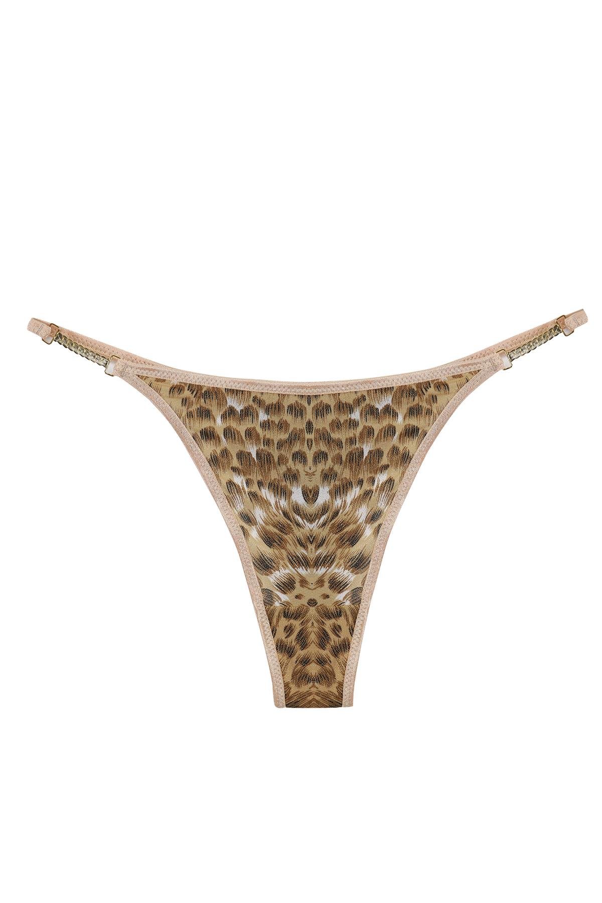 Akbeniz Kadın İnce Yan Bantlı Leopar Desenli 2’li Tanga Slip