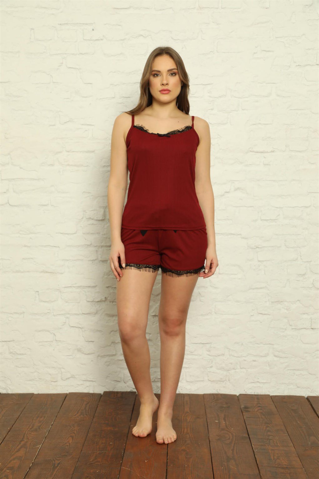 Akbeniz Kadın İp Askılı Şortlu Pijama Takım 3585