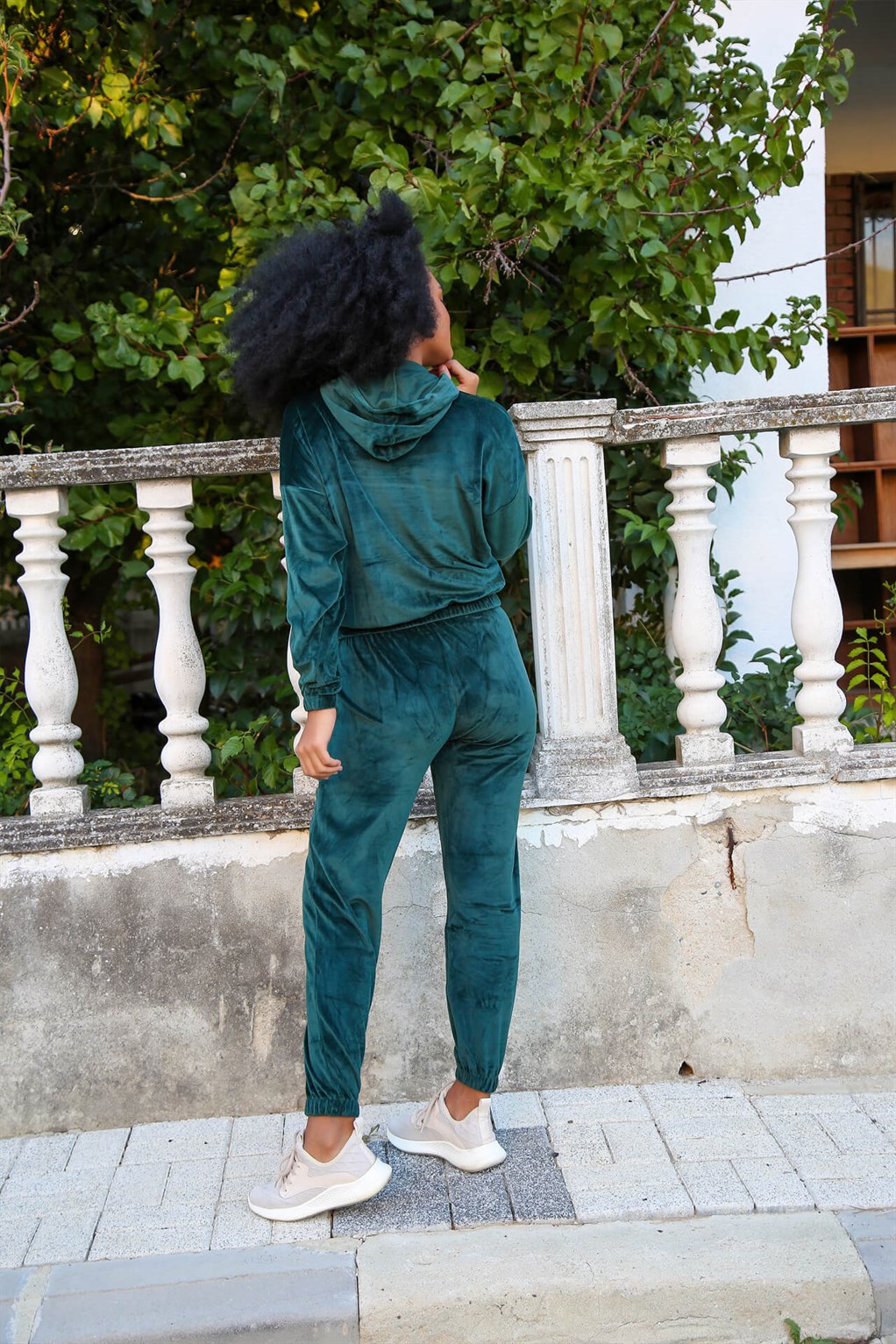 Akbeniz Kadın Kadife Kapşonlu Pijama Takım 9057