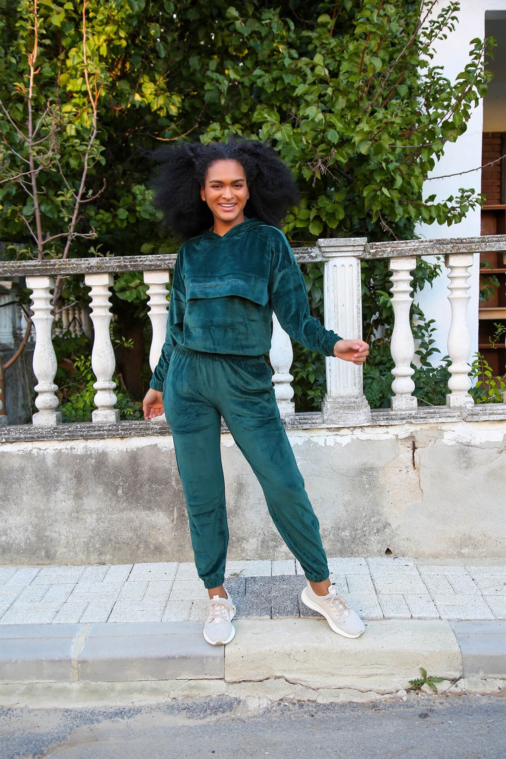 Akbeniz Kadın Kadife Kapşonlu Pijama Takım 9057