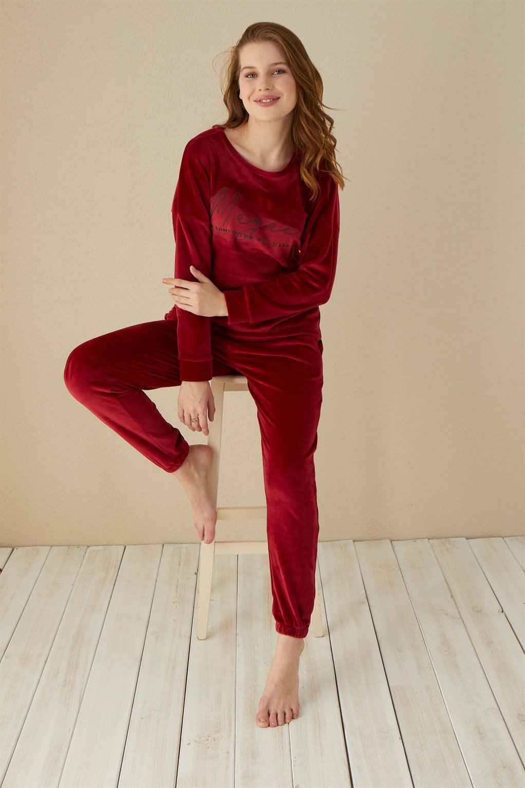 Akbeniz Kadın Kadife Pijama Takım 9050