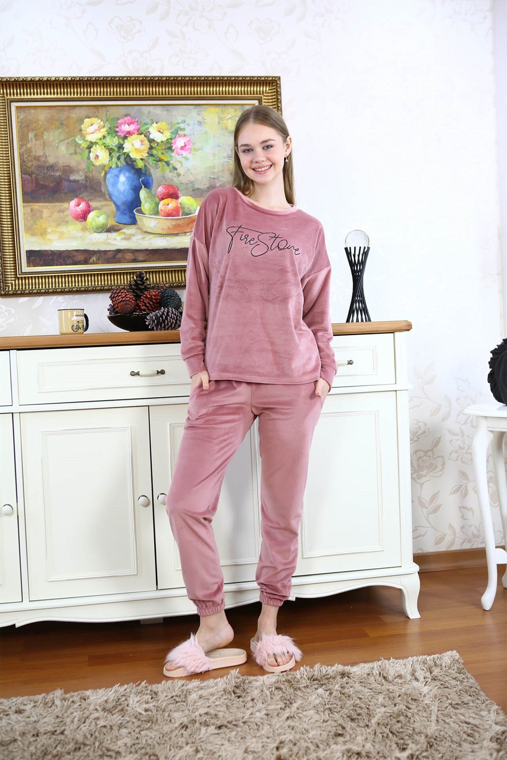 Akbeniz Kadın Kadife Pijama Takım 9082